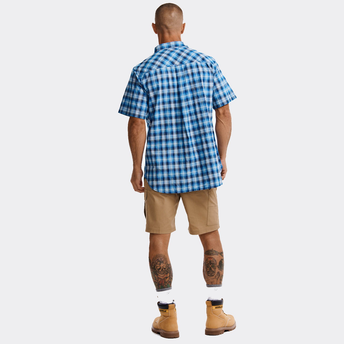 CAT Men&#39;s Plaid Button-Up Short Sleeve Work Shirt - Work World - Workwear, Work Boots, Safety Gear