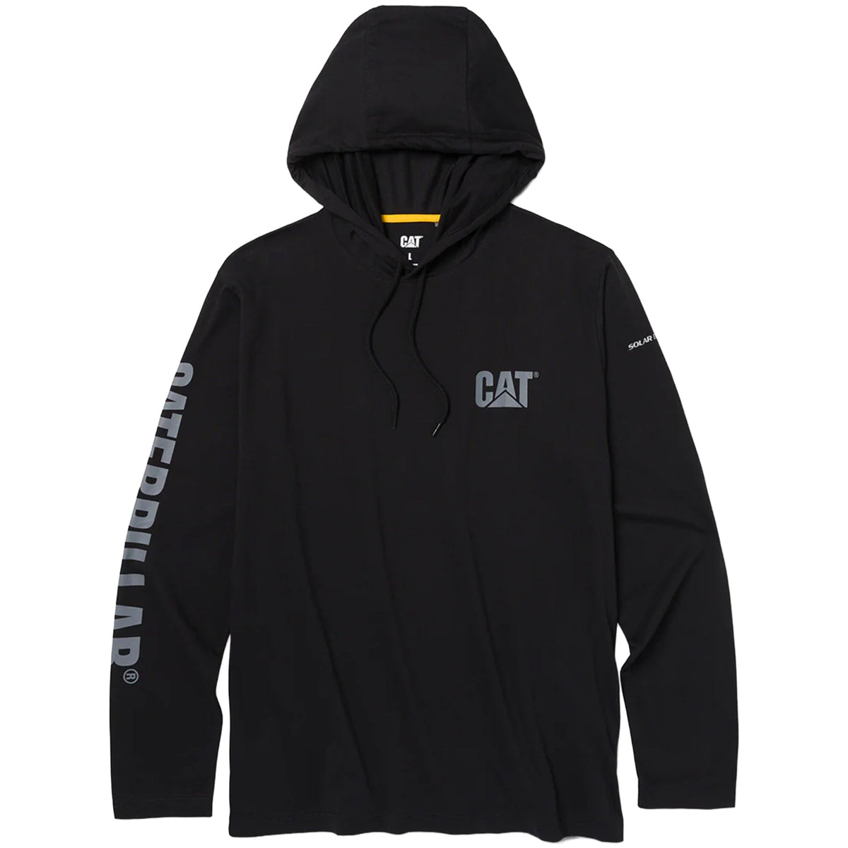 CAT Men's UPF 50 Hooded Long Sleeve T-Shirt Long Sleeve T-Shirts CAT Black 2XL Reg