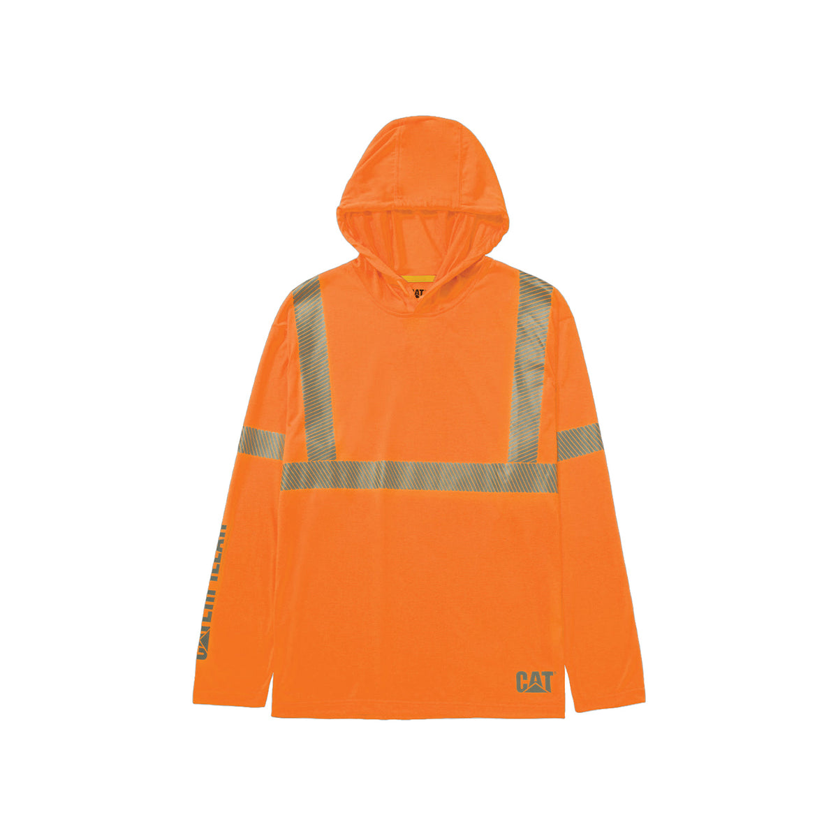 CAT Men's Ansi Hi-Vis UPF Hooded Long Sleeve T-Shirt