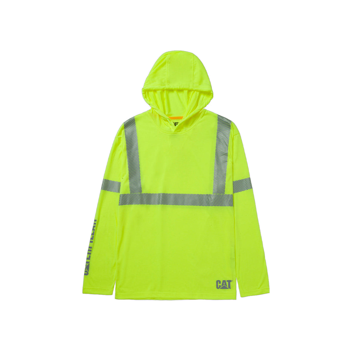 CAT Men's Ansi Hi-Vis UPF Hooded Long Sleeve T-Shirt