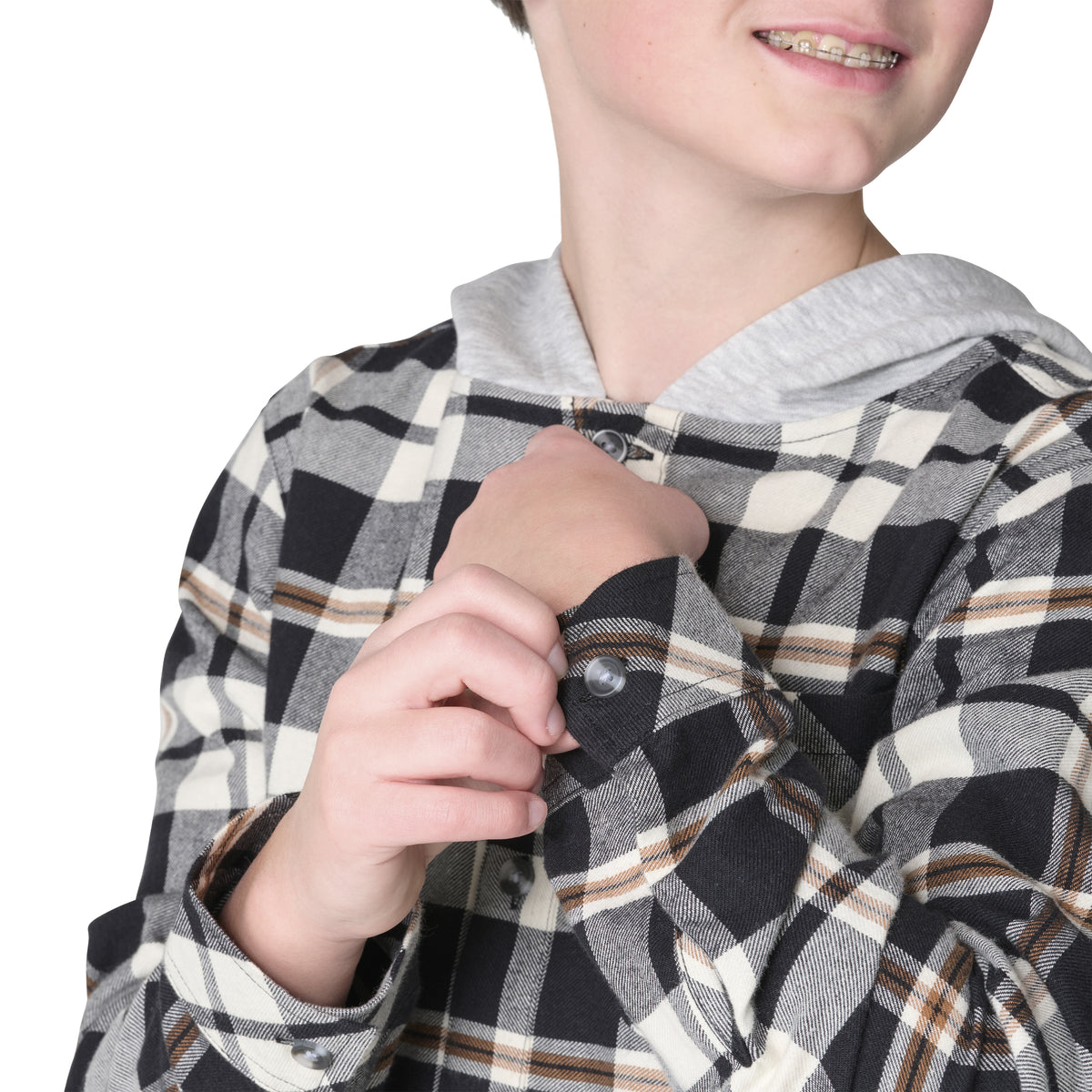 Carhartt Kids' Long Sleeve Flannel Button-Front Hooded Shirt