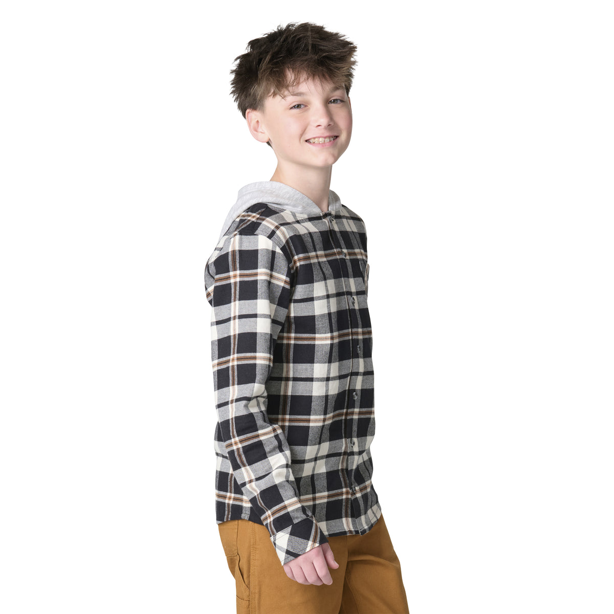 Carhartt Kids' Long Sleeve Flannel Button-Front Hooded Shirt