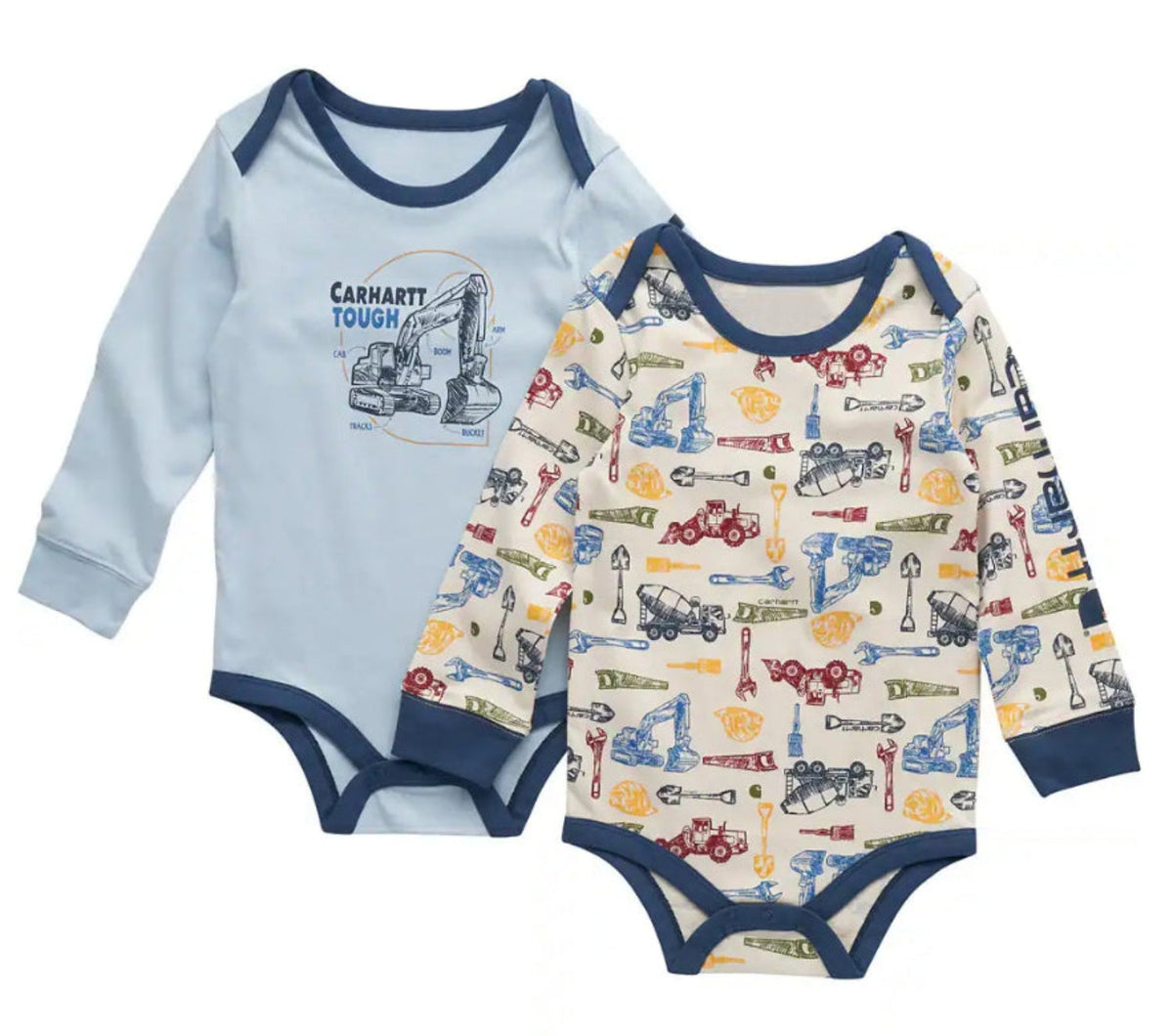Carhartt Boys' Long Sleeve Construction BodysuitSet Bibs & Overalls Carhartt Dream Blue 12M Infant