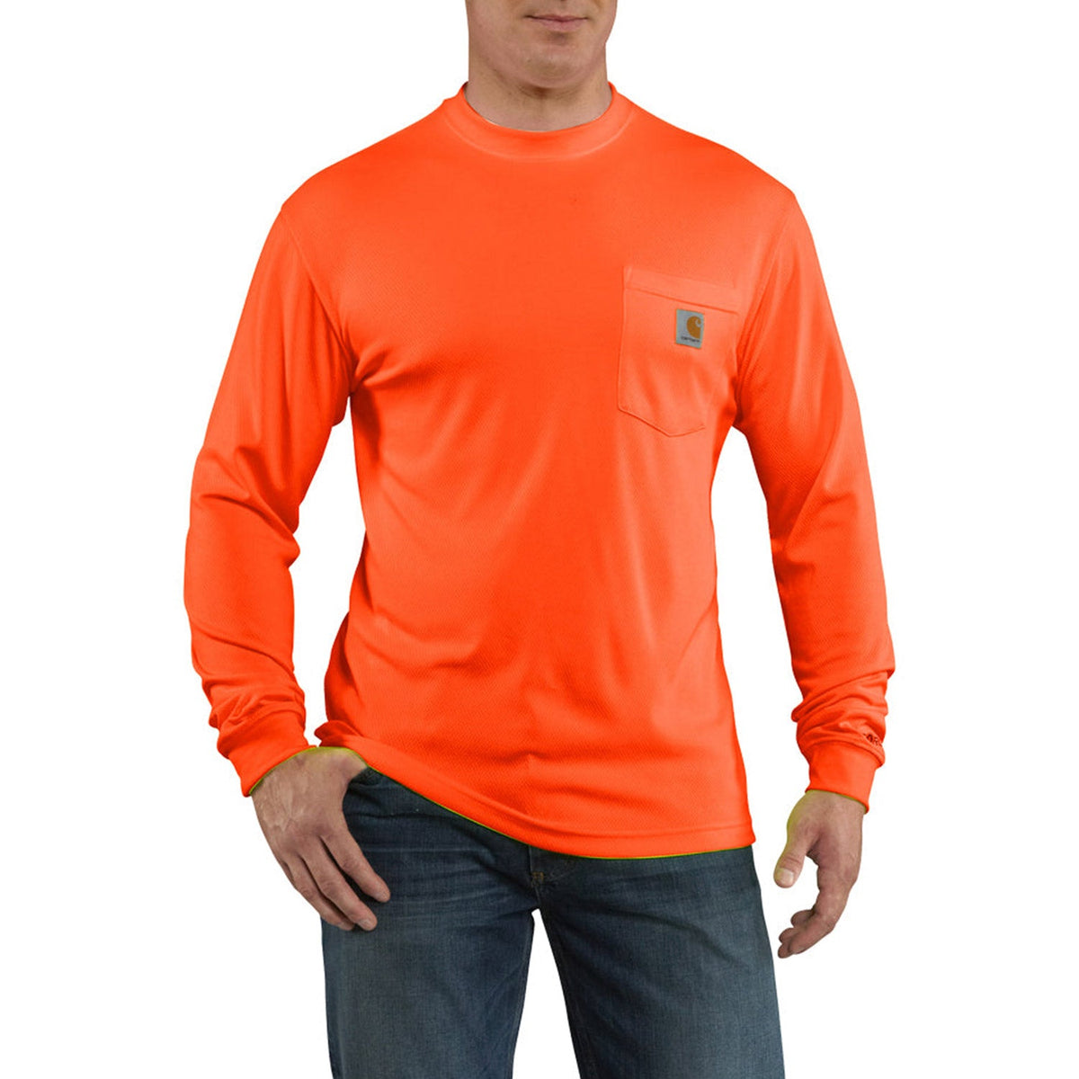 Carhartt Men's Force Color Enhanced Hi-Vis Long Sleeve T-Shirt Long Sleeve T-Shirts Carhartt Brite Orange 2XL Reg