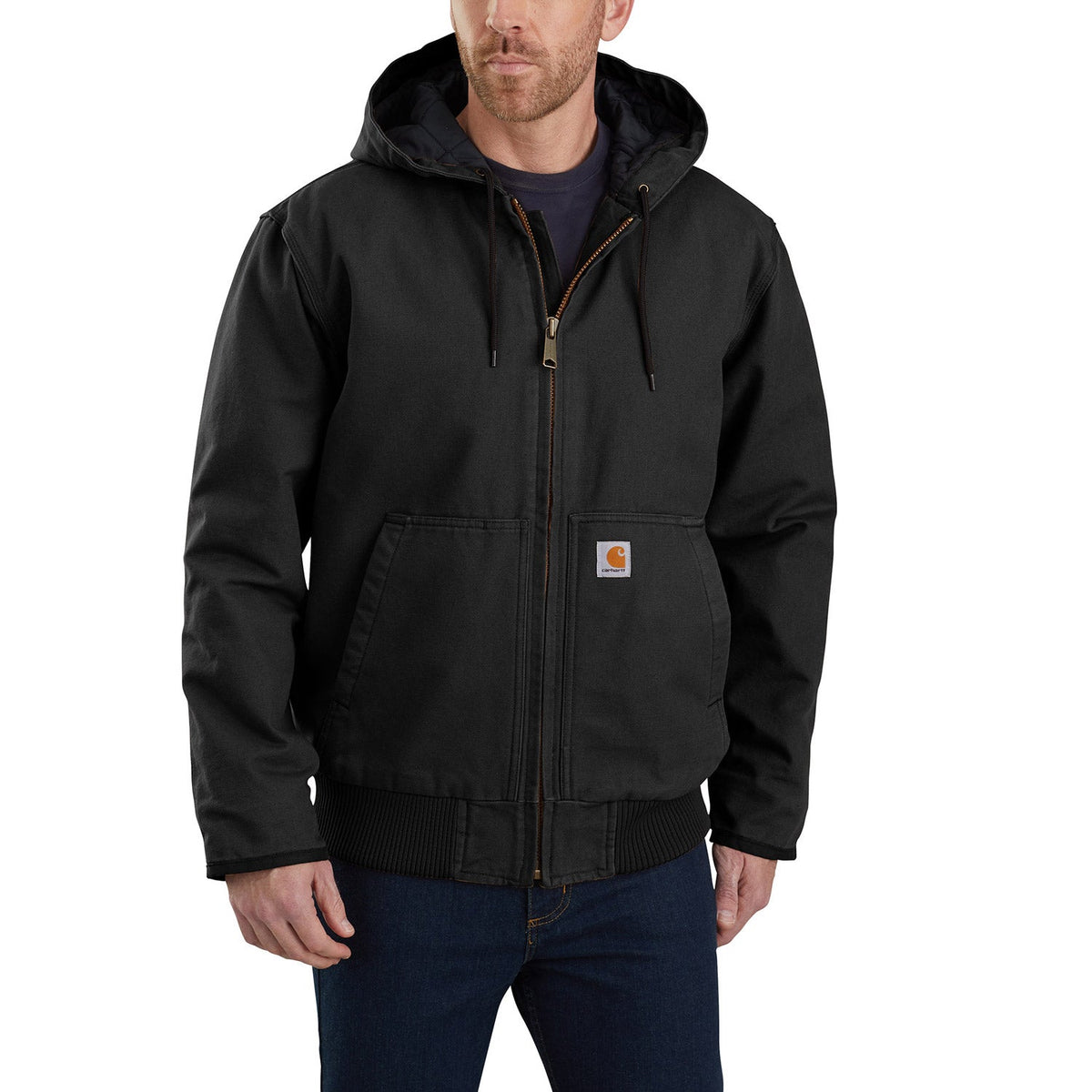 Carhartt Men's Loose Fit Washed Duck Insulated Active Jac-3 Jacket Jackets & Coats Carhartt Black 2XL Reg