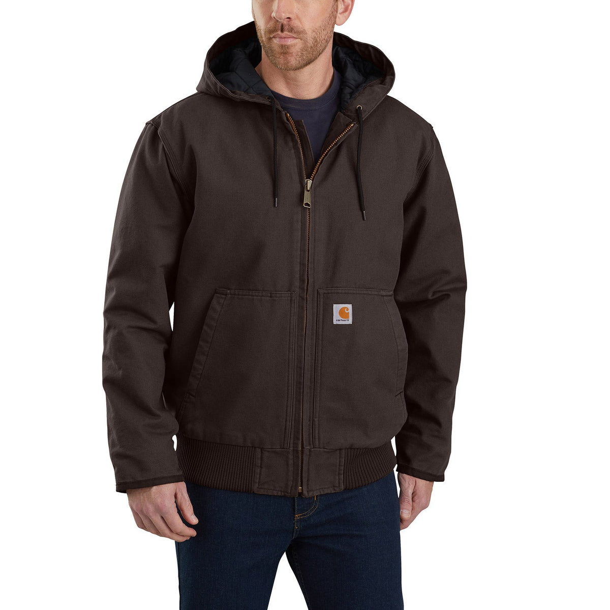 Carhartt Men's Loose Fit Washed Duck Insulated Active Jac-3 Jacket Jackets & Coats Carhartt Dark Brown 2XL Reg