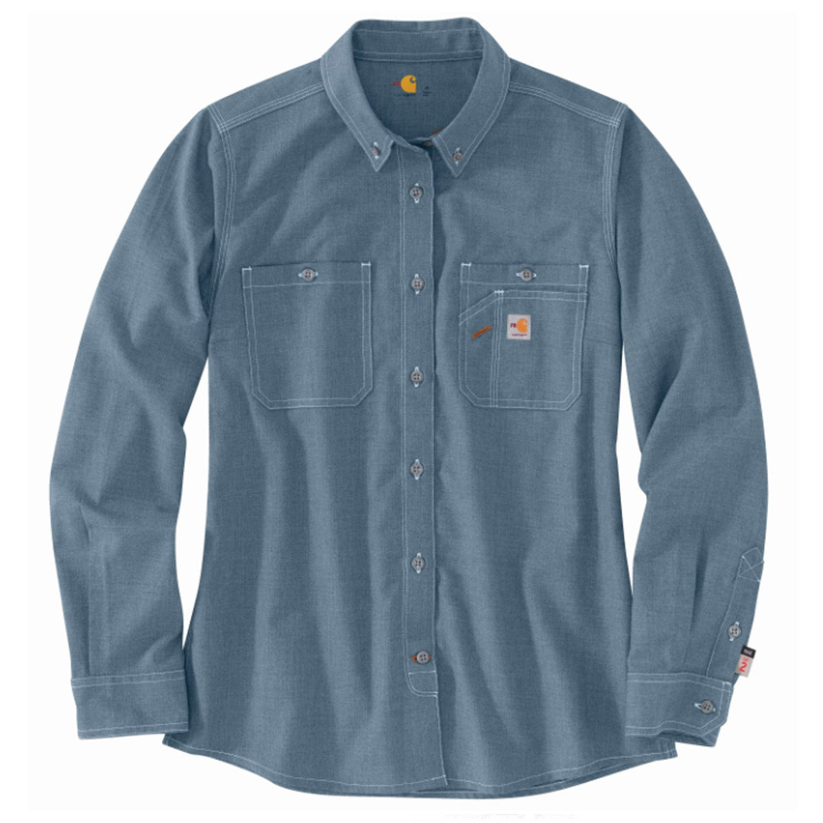 Carhartt Women's Flame Resistant Relaxed Fit Button-Down Work Shirt Work Shirts Carhartt Steel Blue 2XL Reg