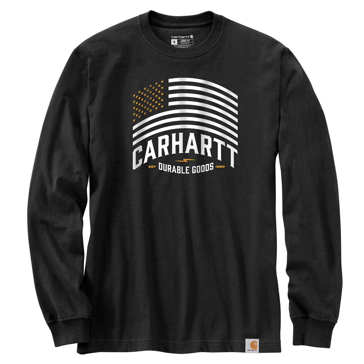 Carhartt Men's Relaxed Fit Midweight Flag Graphic Long Sleeve T-Shirt Long Sleeve T-Shirts Carhartt Black 2XL Reg