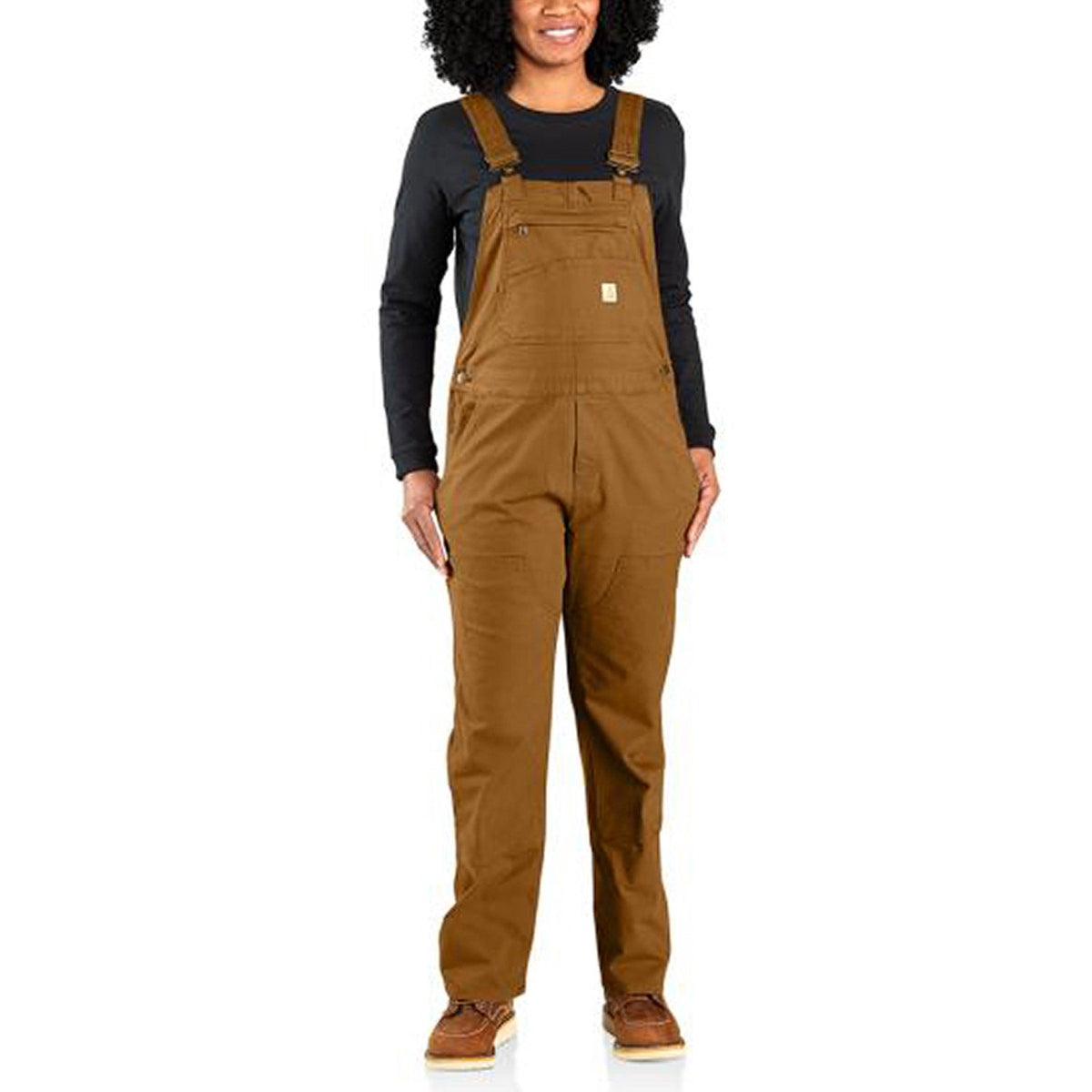 Carhartt Women's Rugged Flex® Double-Front Canvas Bib Bibs & Overalls Carhartt Carhartt Brown 2XL Reg