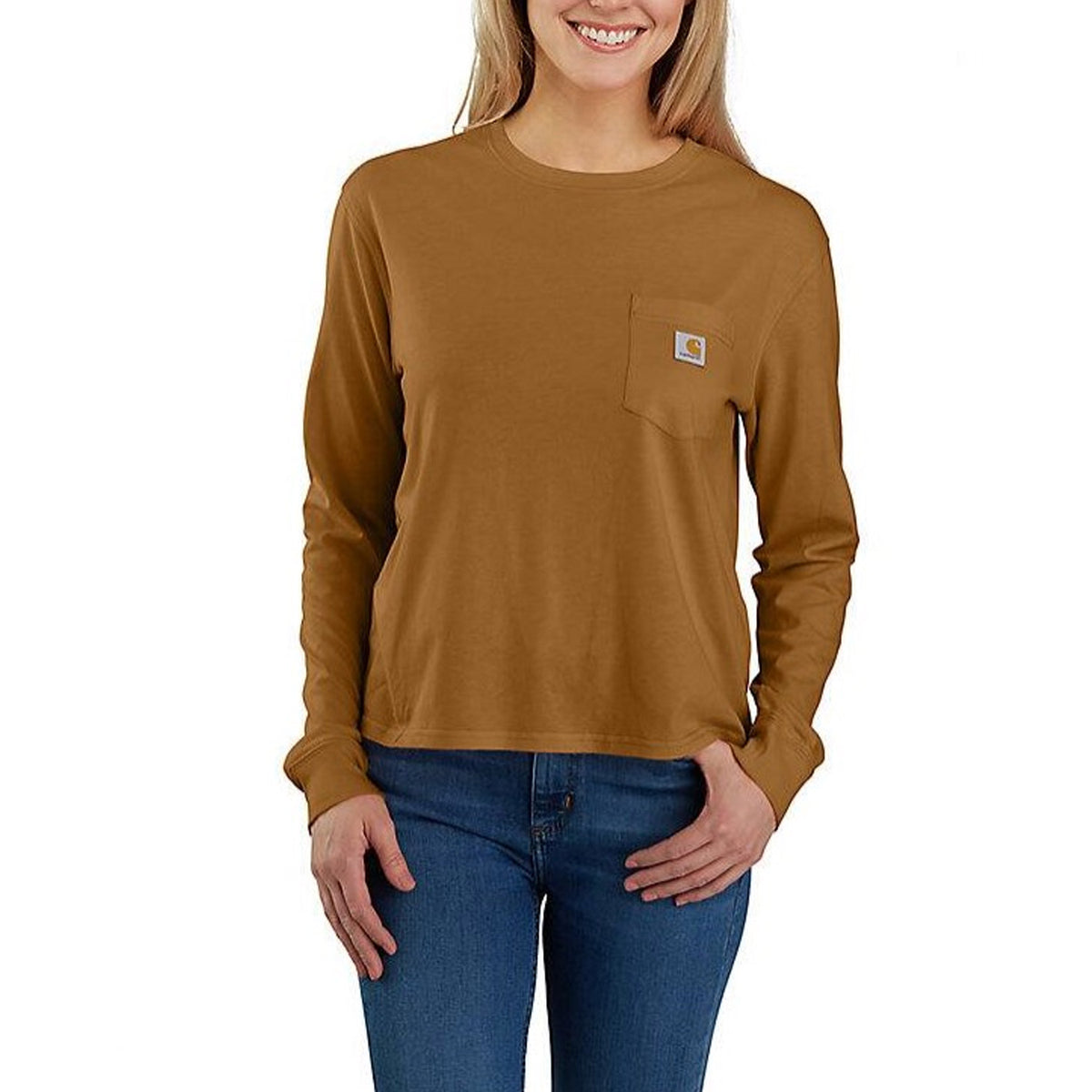 Carhartt Women&#39;s Tencel Loose Fit Lightweight Crewneck Pocket Long Sleeve T-Shirt - Work World - Workwear, Work Boots, Safety Gear