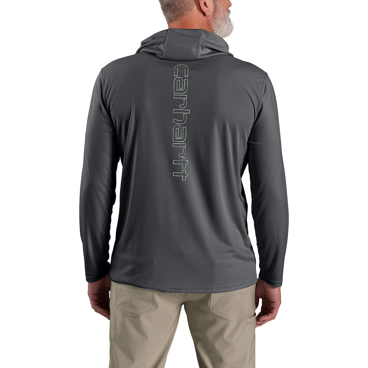 Carhartt Men's Force Sun Defender Hooded Logo Long Sleeve T-Shirt Long Sleeve T-Shirts Carhartt