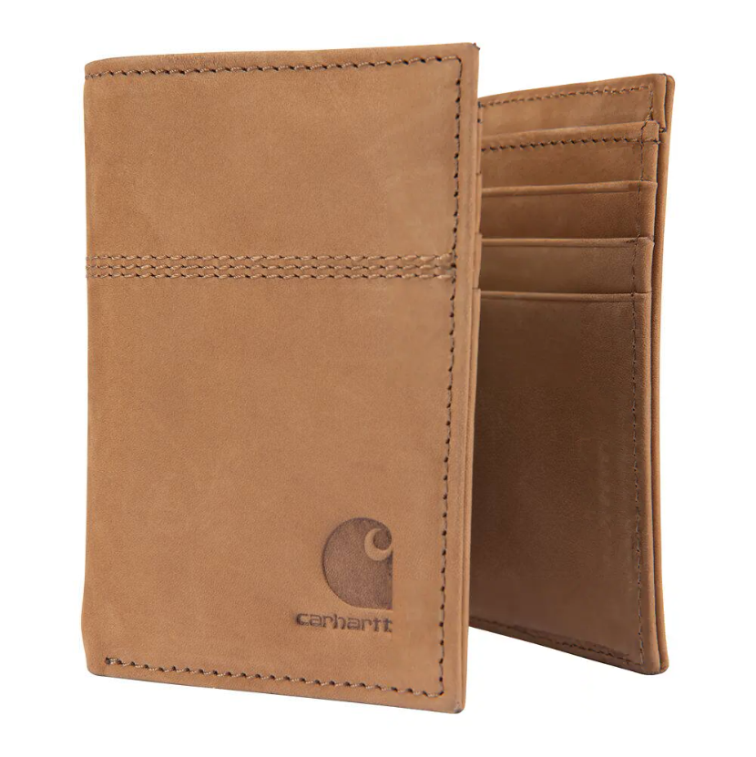 Carhartt Men's Leather RFID Deboss Logo Trifold Wallet
