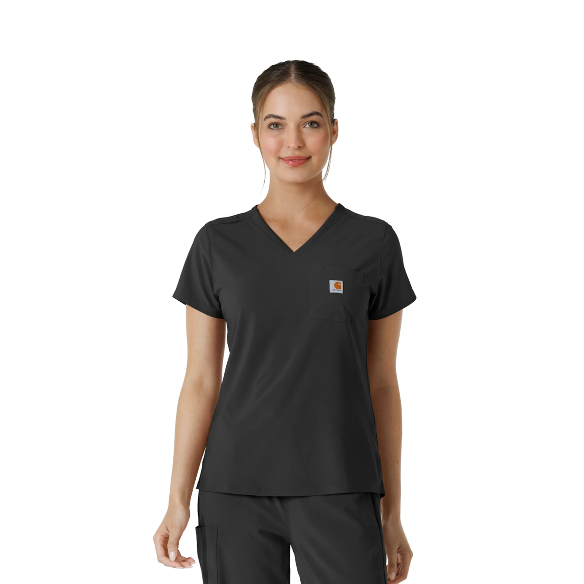 Carhartt Women's Force Cross Flex Tuck-In Scrub Top Scrubs Carhartt Black 2XL Reg