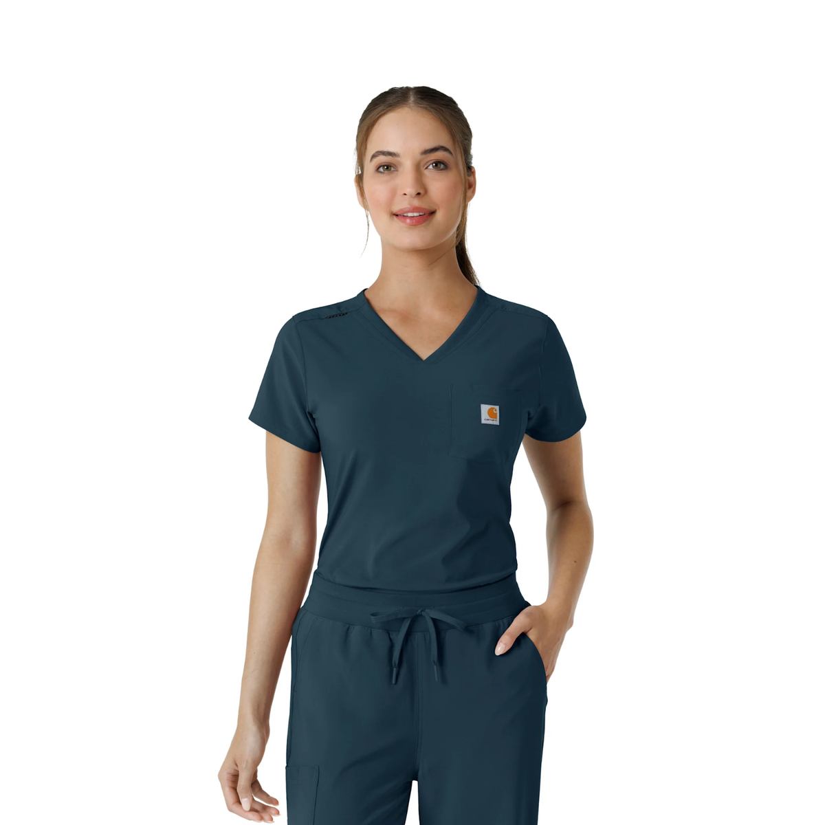 Carhartt Women's Force Cross Flex Tuck-In Scrub Top Scrubs Carhartt Navy 2XL Reg