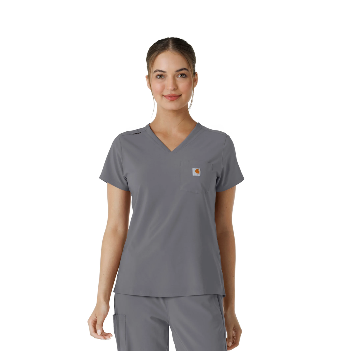 Carhartt Women's Force Cross Flex Tuck-In Scrub Top Scrubs Carhartt Pewter 2XL Reg