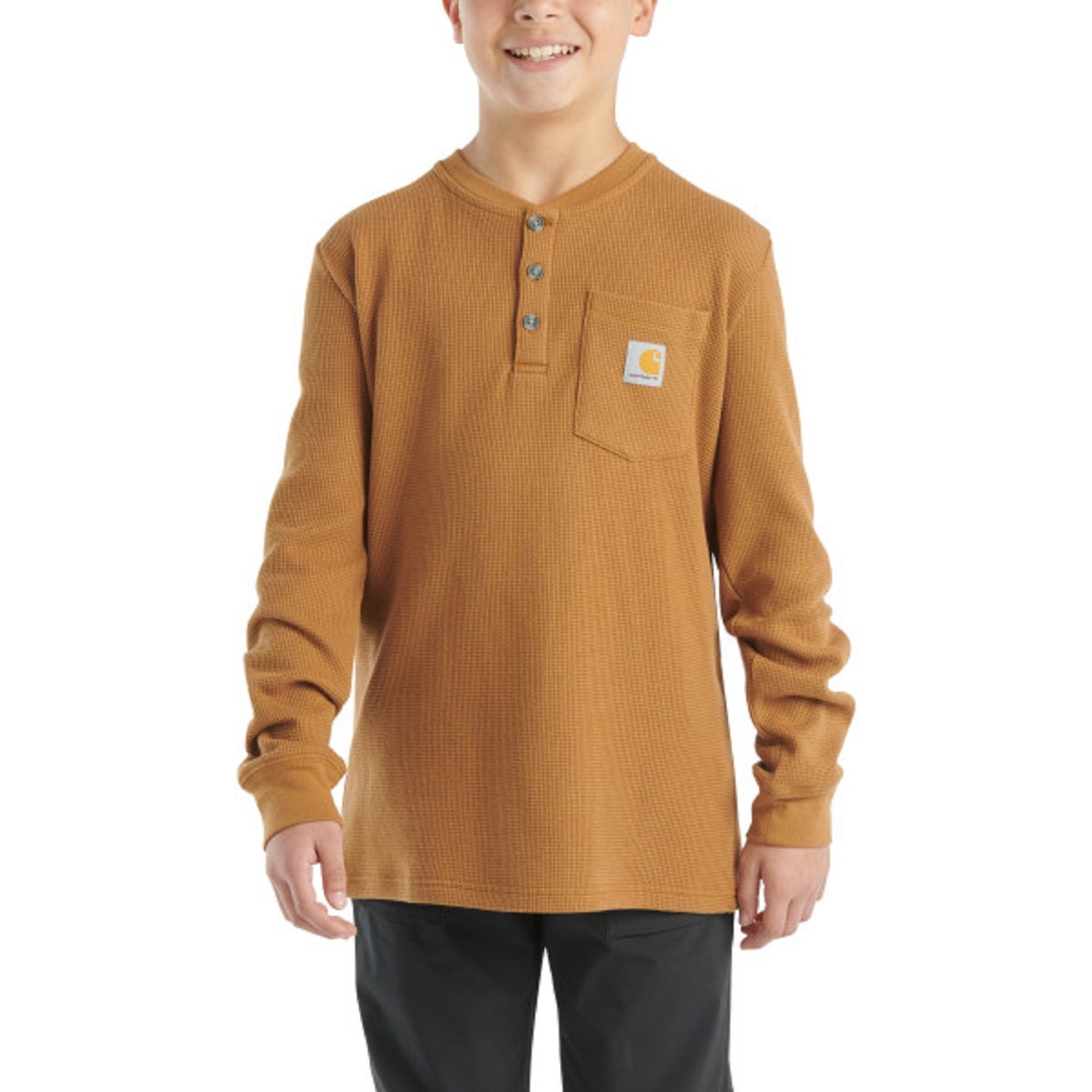 Carhartt Boys' Logo Chest Pocket Long Sleeve Henley T-Shirt - Work World - Workwear, Work Boots, Safety Gear