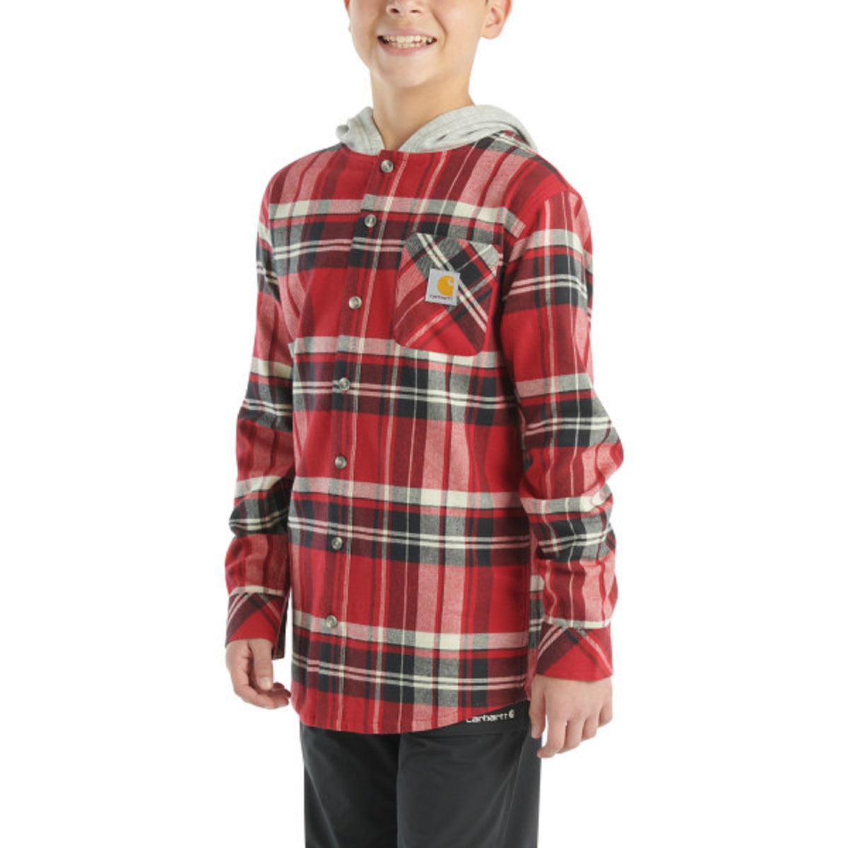 Carhartt Boys&#39; Long Sleeve Flannel Button-Front Hooded Shirt - Work World - Workwear, Work Boots, Safety Gear