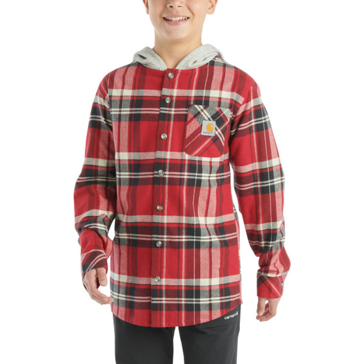 Carhartt Boys&#39; Long Sleeve Flannel Button-Front Hooded Shirt - Work World - Workwear, Work Boots, Safety Gear