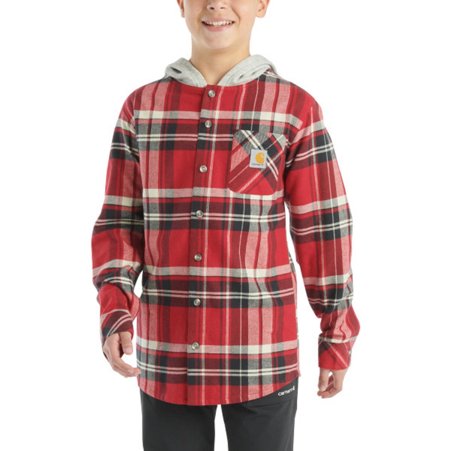 Carhartt Boys' Long Sleeve Flannel Button-Front Hooded Shirt - Work World - Workwear, Work Boots, Safety Gear