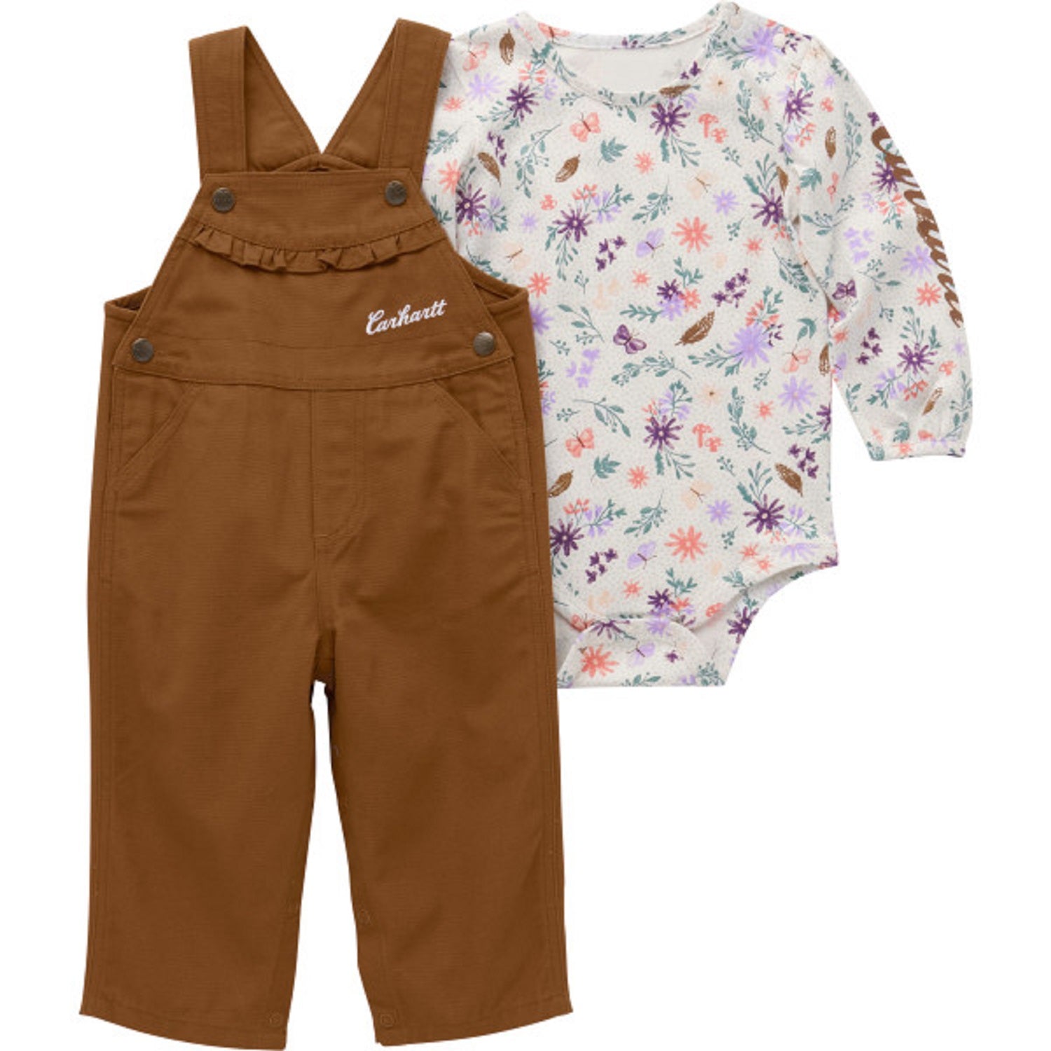 Carhartt Infant Girls' Long Sleeve Bodysuit & Canvas Overall Set - Work World - Workwear, Work Boots, Safety Gear