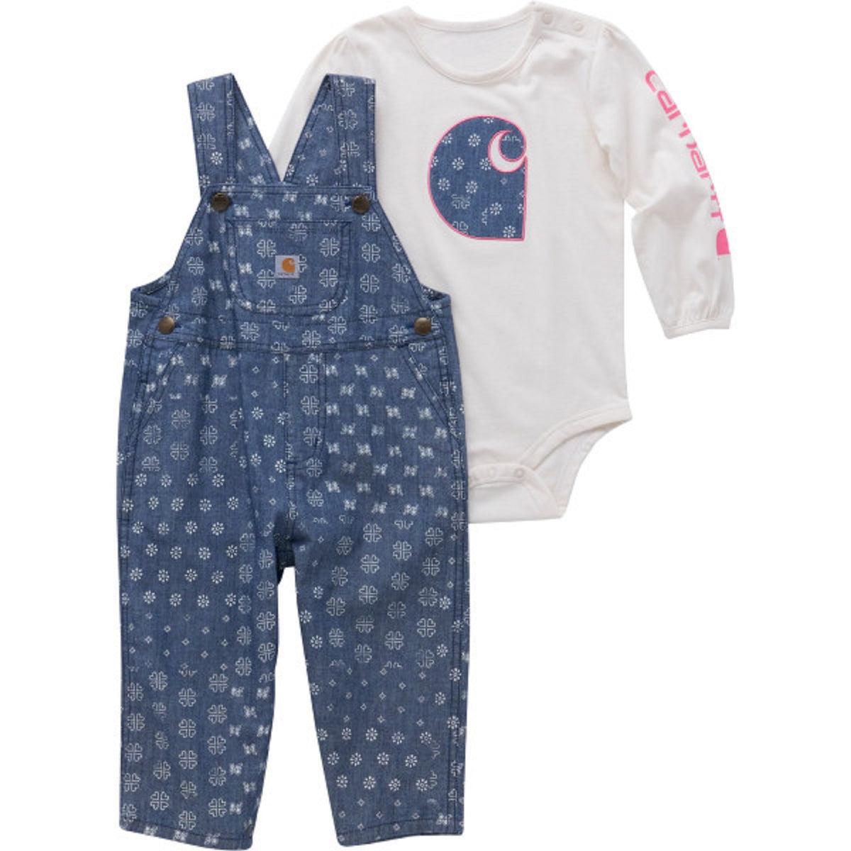 Carhartt Infant Girls&#39; Long Sleeve Bodysuit &amp; Chambray Overall Set - Work World - Workwear, Work Boots, Safety Gear