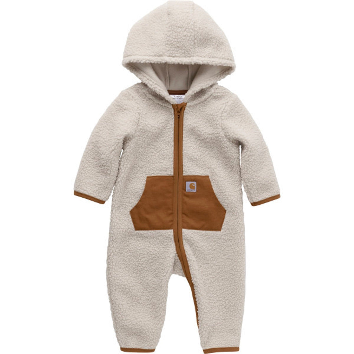 Carhartt Kids' Long Sleeve Zip-Front Sherpa Coverall Bibs & Overalls Carhartt Light Beige 12M Infant