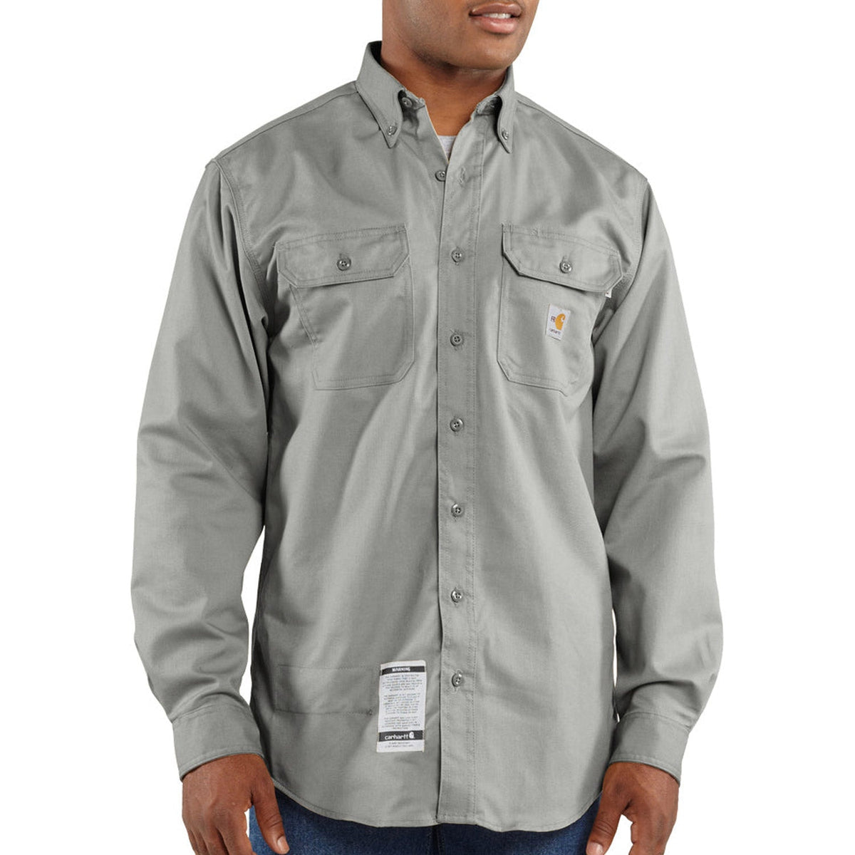 Carhartt Men's Flame Resistant Classic Twill Work Shirt Work Shirts Carhartt Gray Vintage 2XL Reg