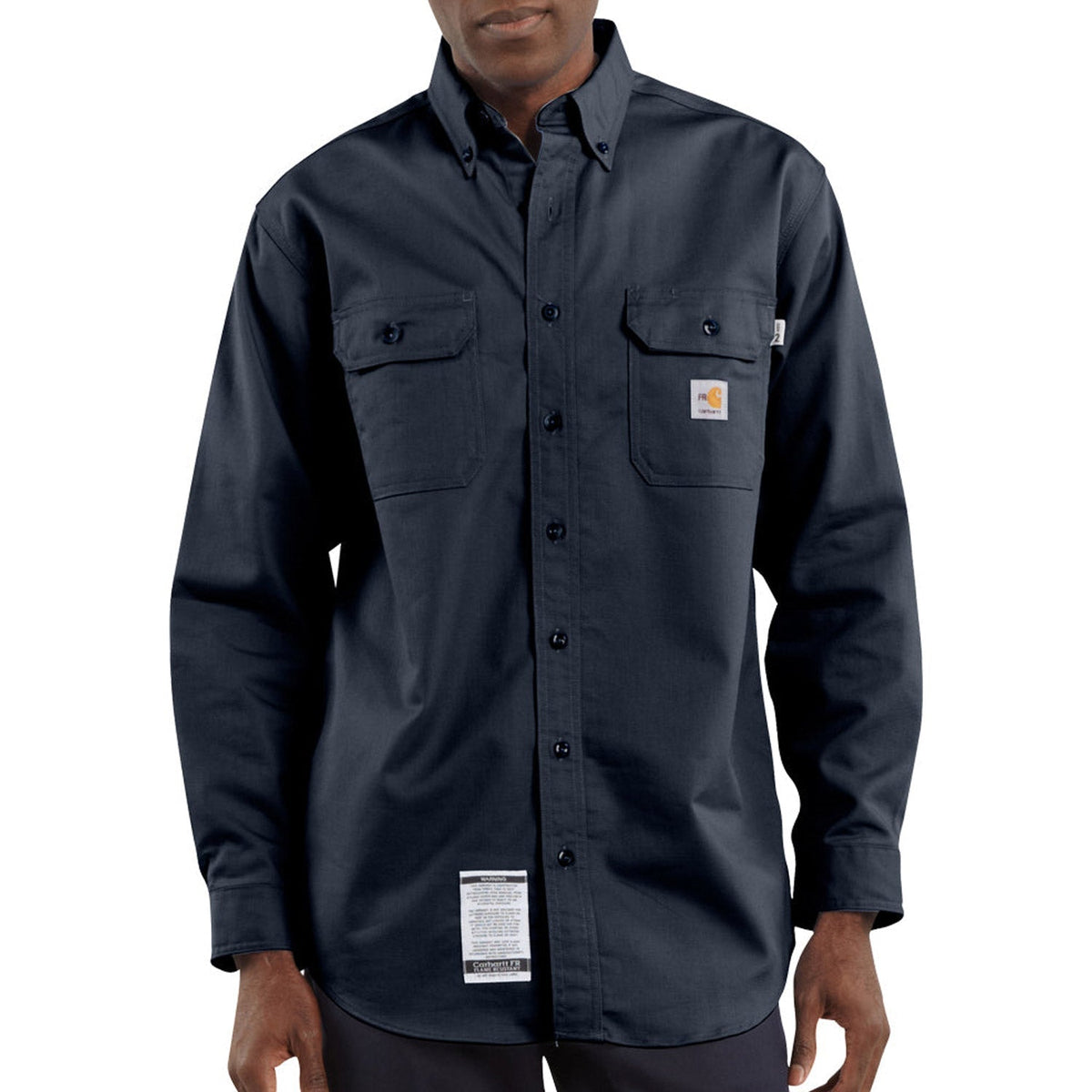 Carhartt Men's Flame Resistant Classic Twill Work Shirt Work Shirts Carhartt Dark Navy 2XL Reg