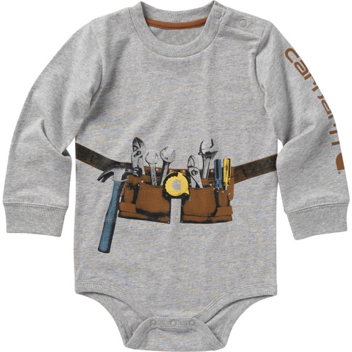 Carhartt Infant Toolbelt Graphic Long Sleeve Bodysuit Long Sleeve T-Shirts Carhartt Light Grey Heather 12M Infant