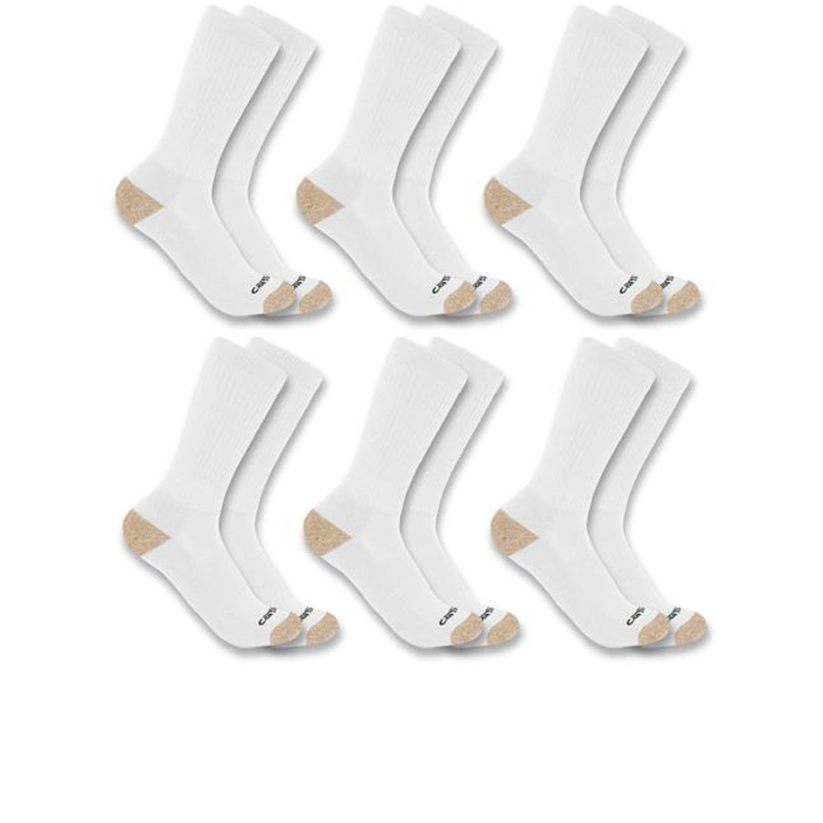 Carhartt Men's Midweight Synthetic Blend Crew Sock (6-Pack) Socks Carhartt White L