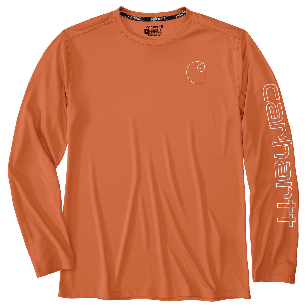 Carhartt Men's Force Sun Defender Lightweight Long Sleeve Logo T-Shirt Long Sleeve T-Shirts Carhartt Sedona Orange 2XL Reg