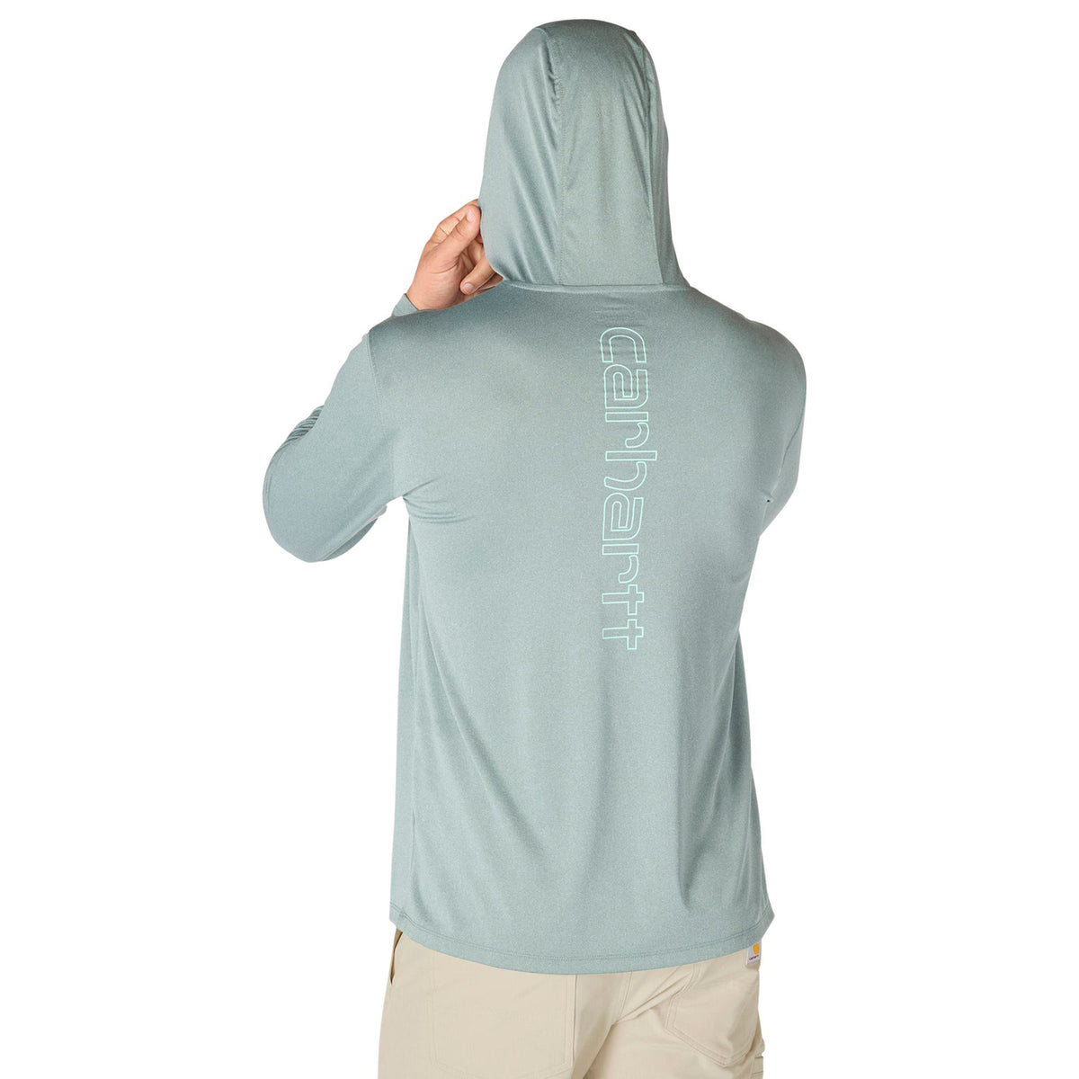 Carhartt Men's Force Sun Defender Hooded Logo Long Sleeve T-Shirt Long Sleeve T-Shirts Carhartt