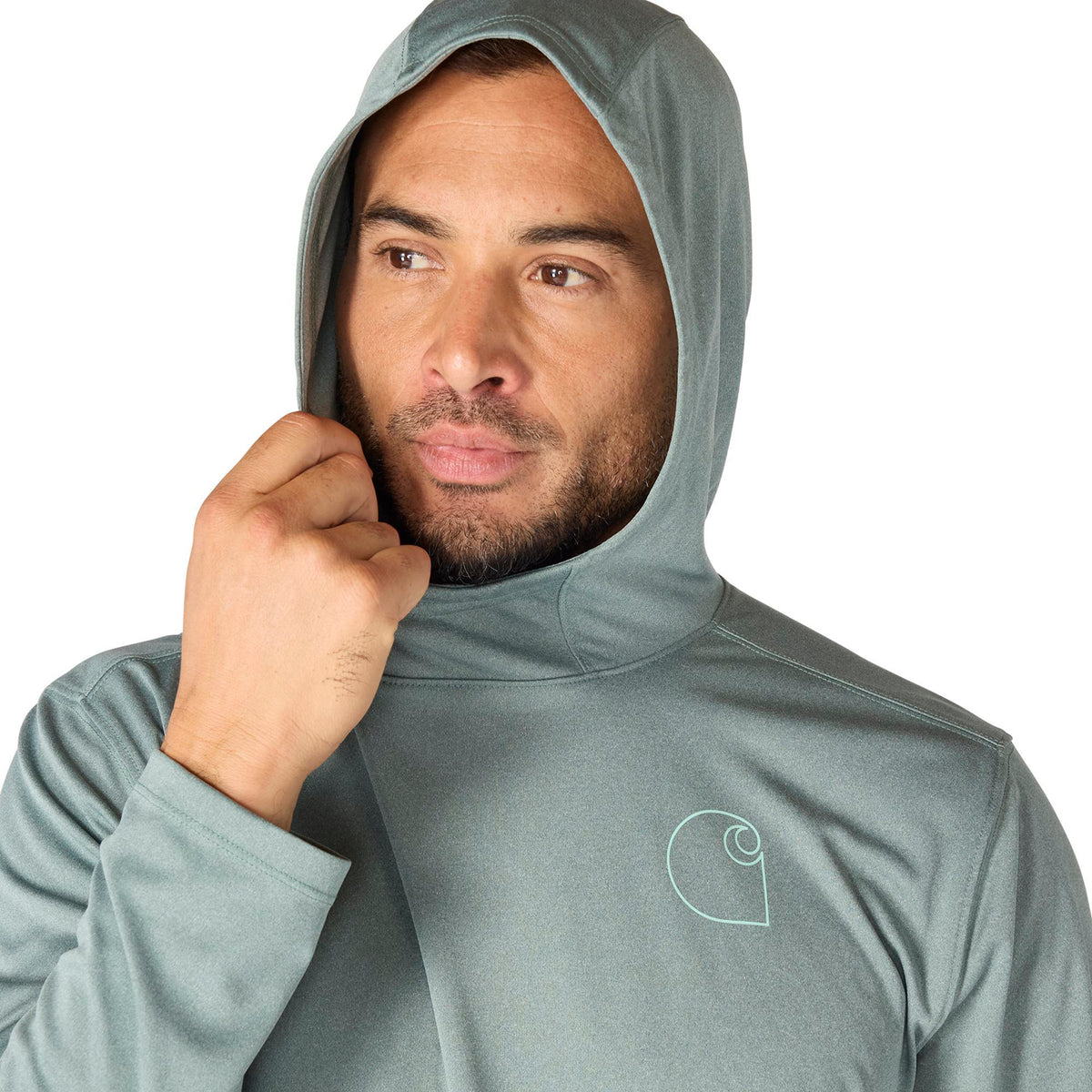 Carhartt Men's Force Sun Defender Hooded Logo Long Sleeve T-Shirt Long Sleeve T-Shirts Carhartt
