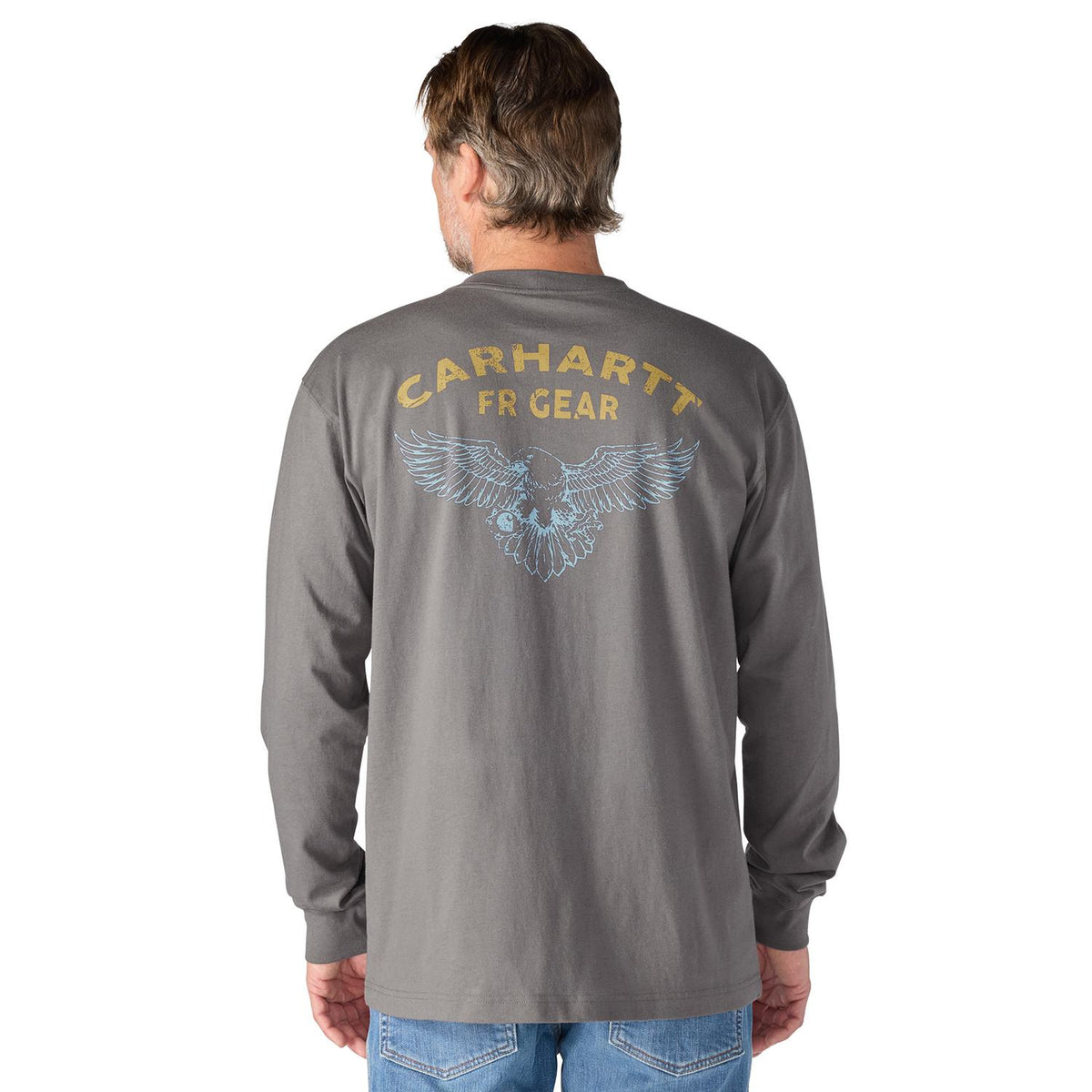 Carhartt Men's FR Force Irvine Loose Long Sleeve Eagle T-Shirt Long Sleeve T-Shirts Carhartt Mud Gray 2XL Reg