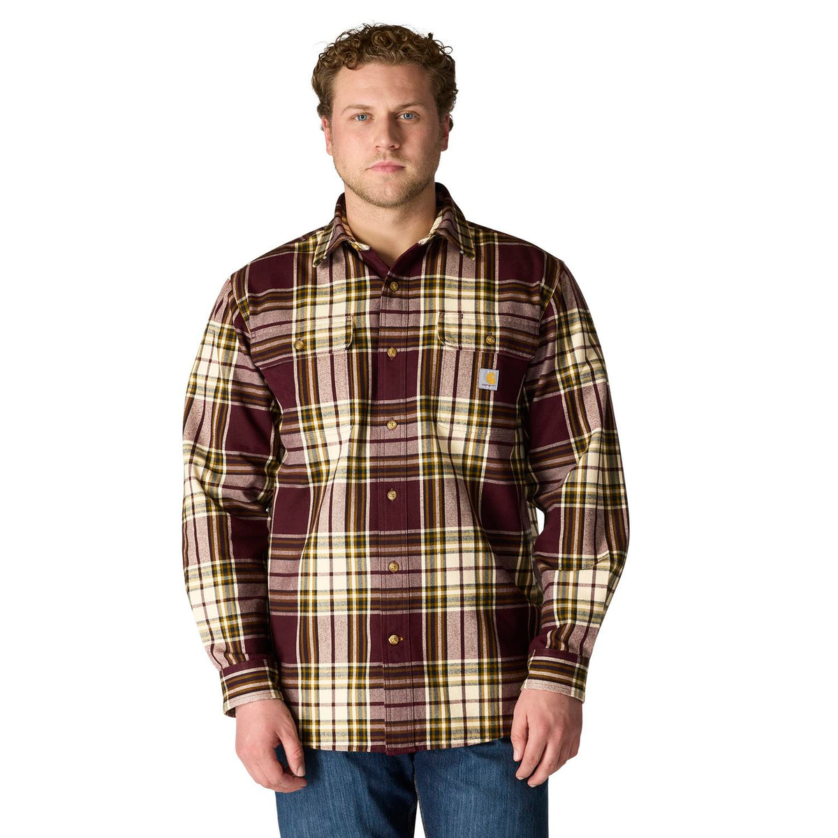 Carhartt Men's Loose Fit Heavyweight Long Sleeve Flannel Plaid Work Shirt Work Shirts Carhartt