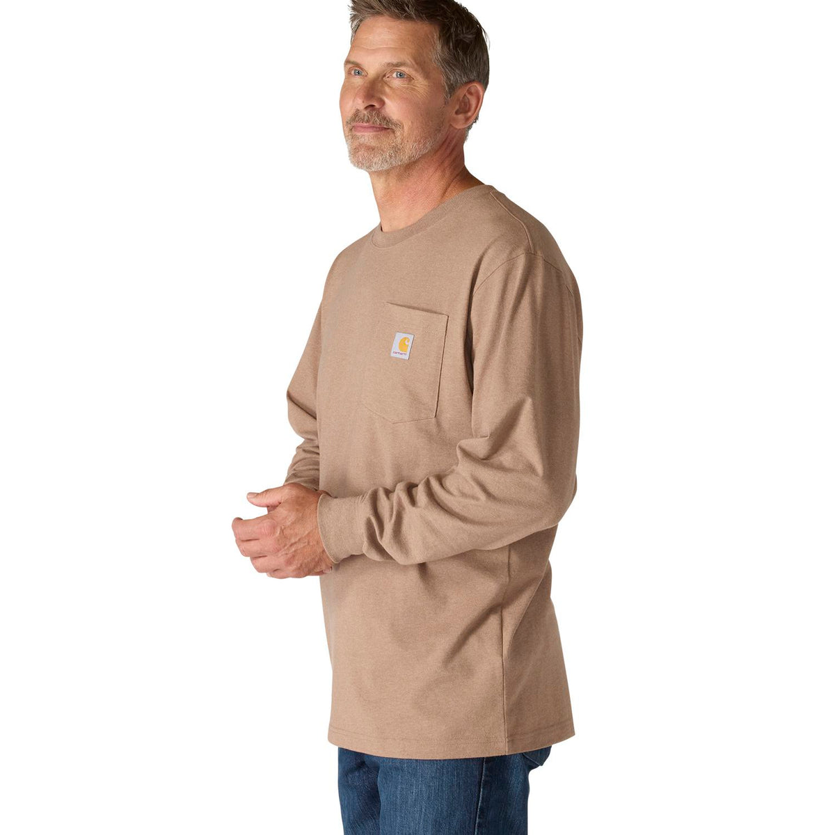 Carhartt Men's Loose Fit Heavyweight Long-Sleeve Pocket Deer Graphic T-Shirt
