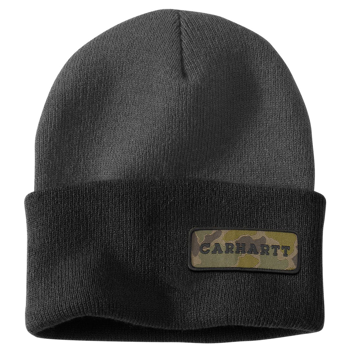 Carhartt Rib Knit Cuffed Camo Patch Beanie Hats & Caps Carhartt Shadow OS