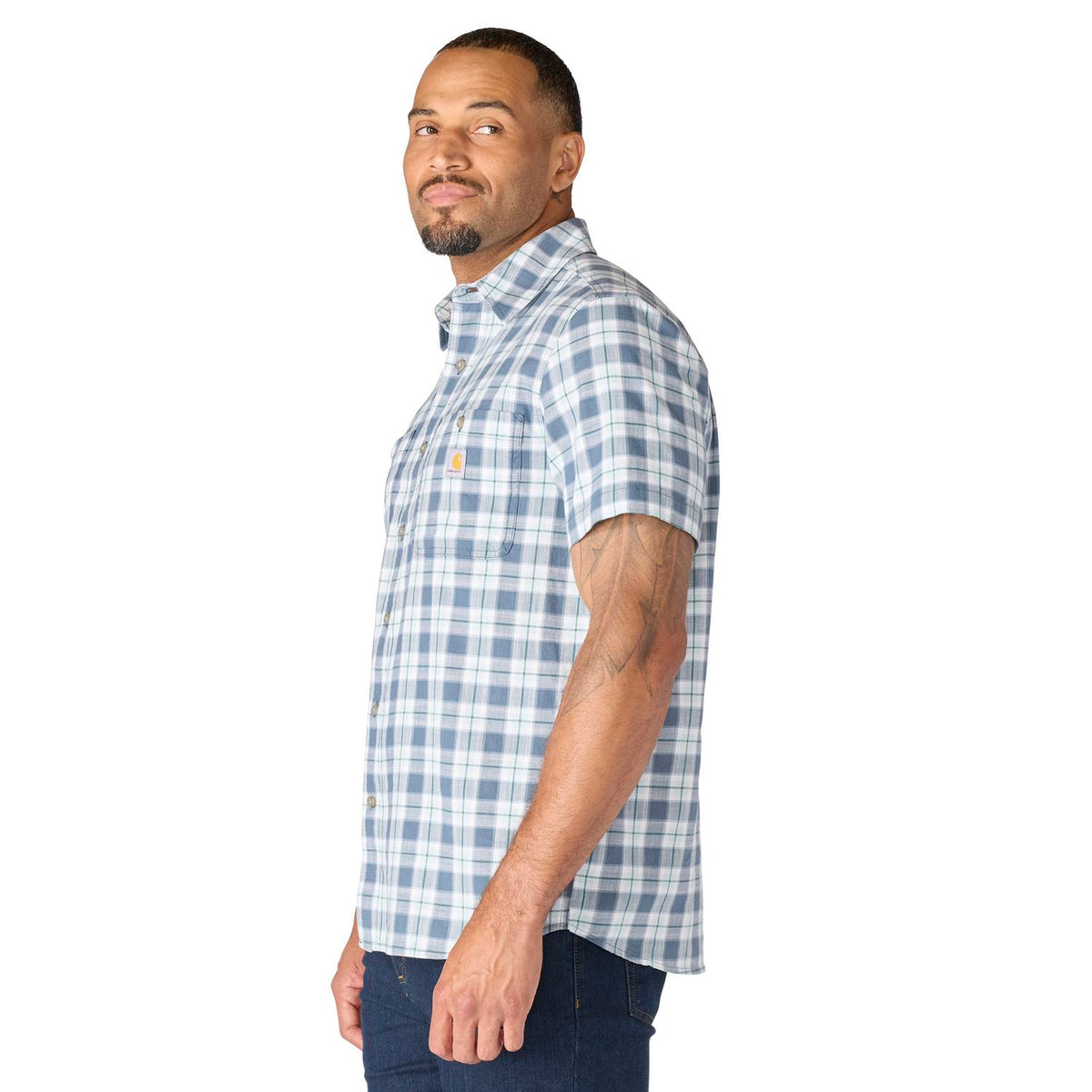 Carhartt Men's Bozeman Relaxed Short Sleeve Plaid Shirt Work Shirts Carhartt