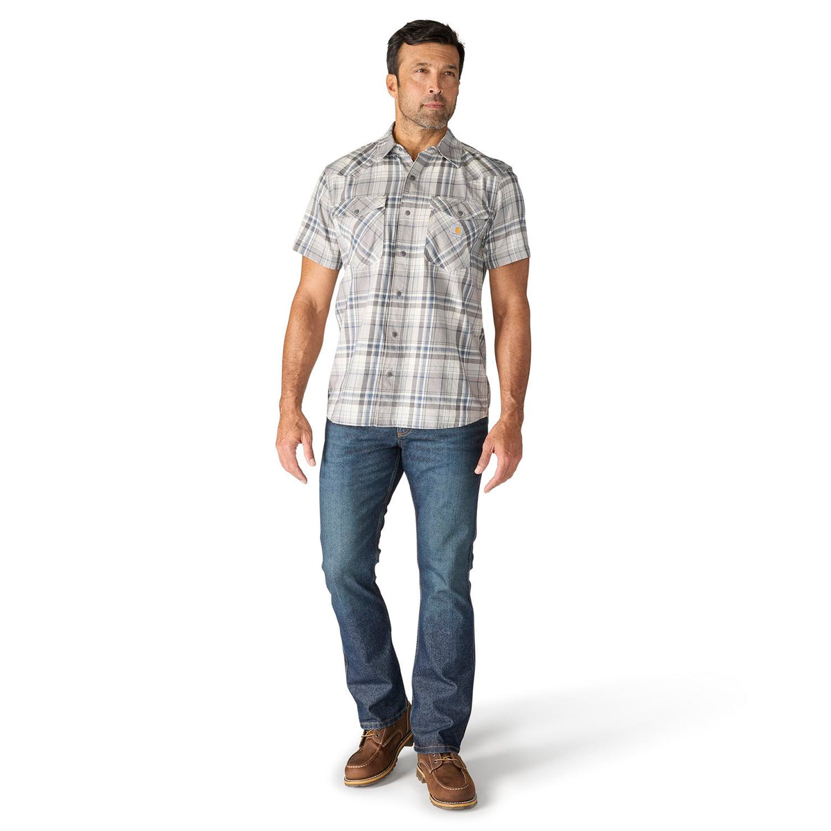 Carhartt Men's Montana Bozeman Relaxed Short Sleeve Plaid Shirt Work Shirts Carhartt