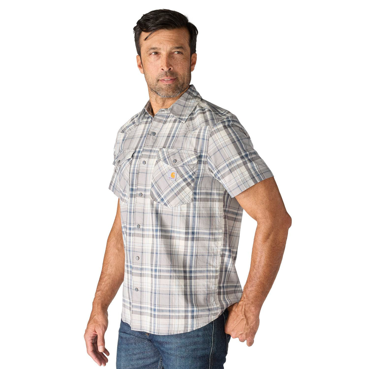 Carhartt Men's Montana Bozeman Relaxed Short Sleeve Plaid Shirt Work Shirts Carhartt