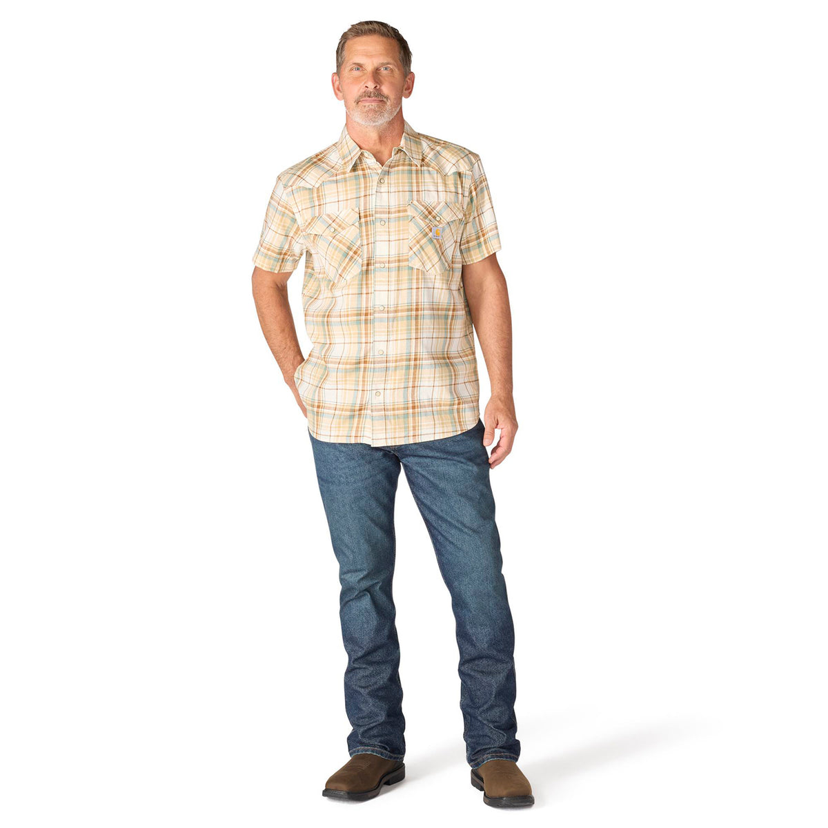 Carhartt Men's Montana Bozeman Relaxed Short Sleeve Plaid Shirt Work Shirts Carhartt