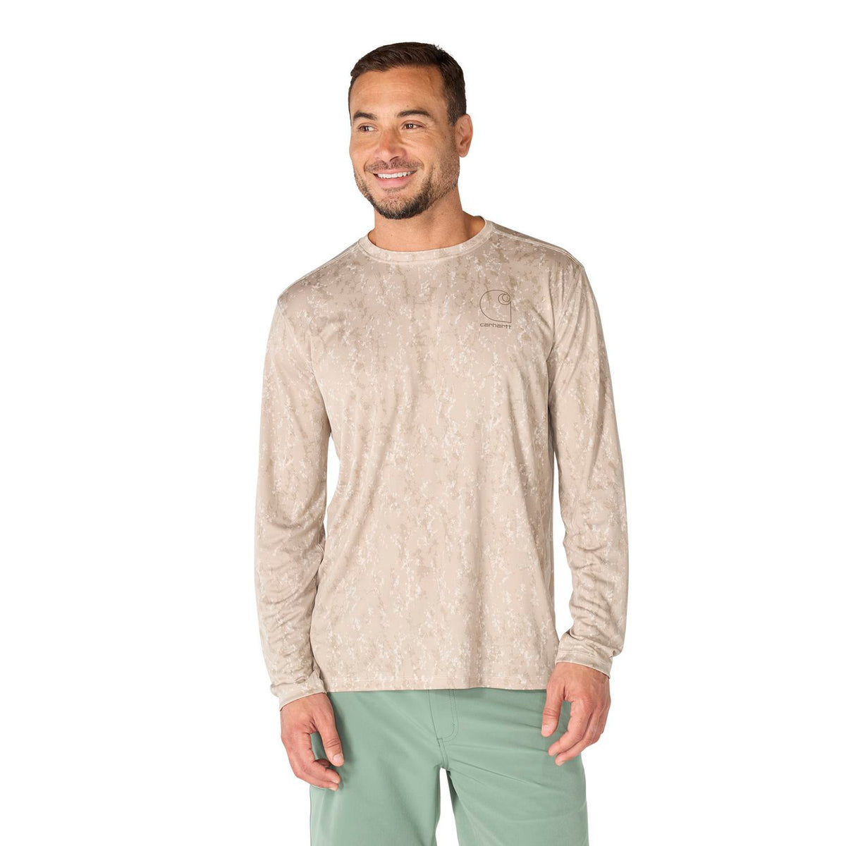 Carhartt Men's Force Sun Defender™ Relaxed Print Long Sleeve T-Shirt Long Sleeve T-Shirts Carhartt Cobblestone Terrain Camo 2XL Reg