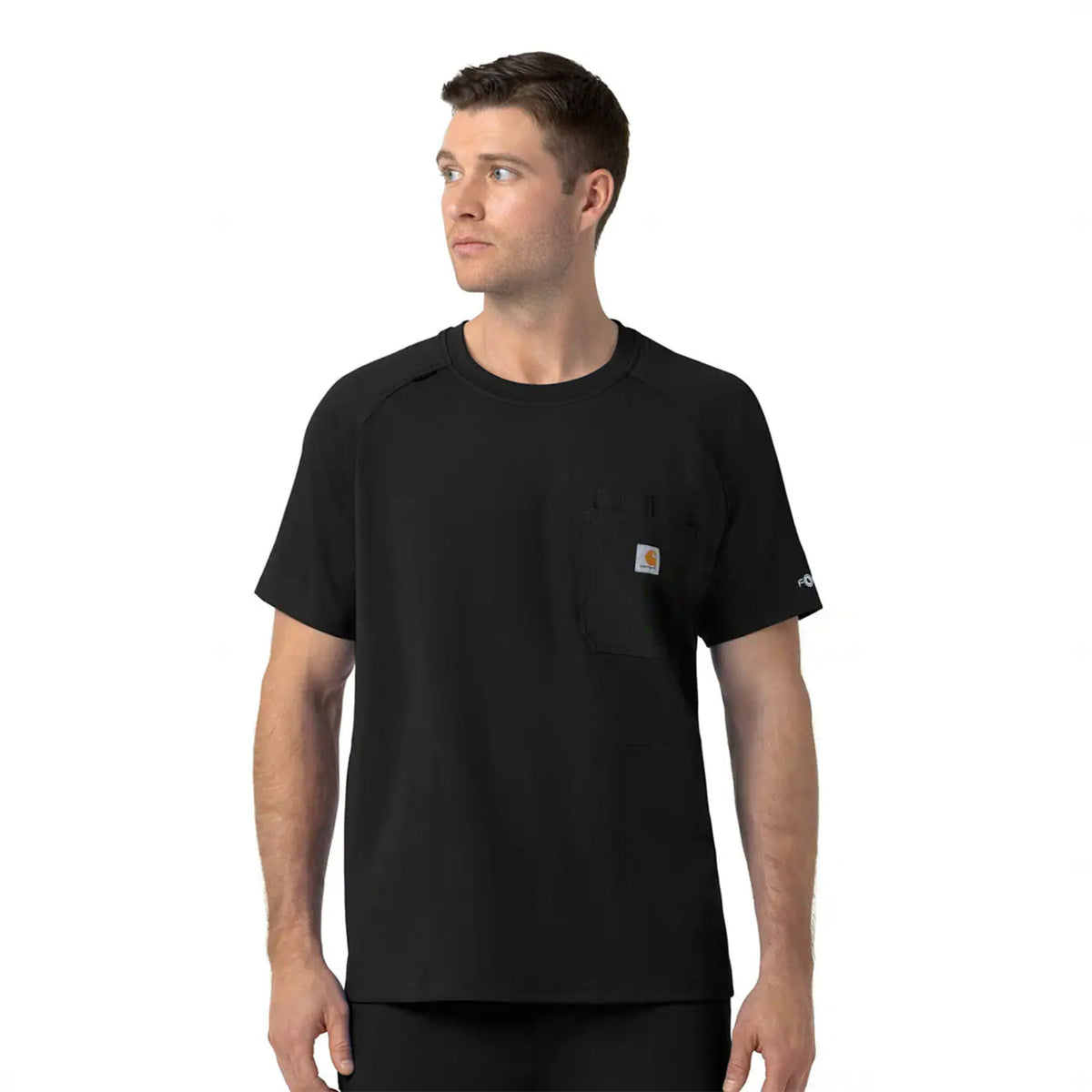 Carhartt Men's Force Cross-Flex Knit Crew Neck Scrub Top Scrubs Carhartt Black 2XL Reg
