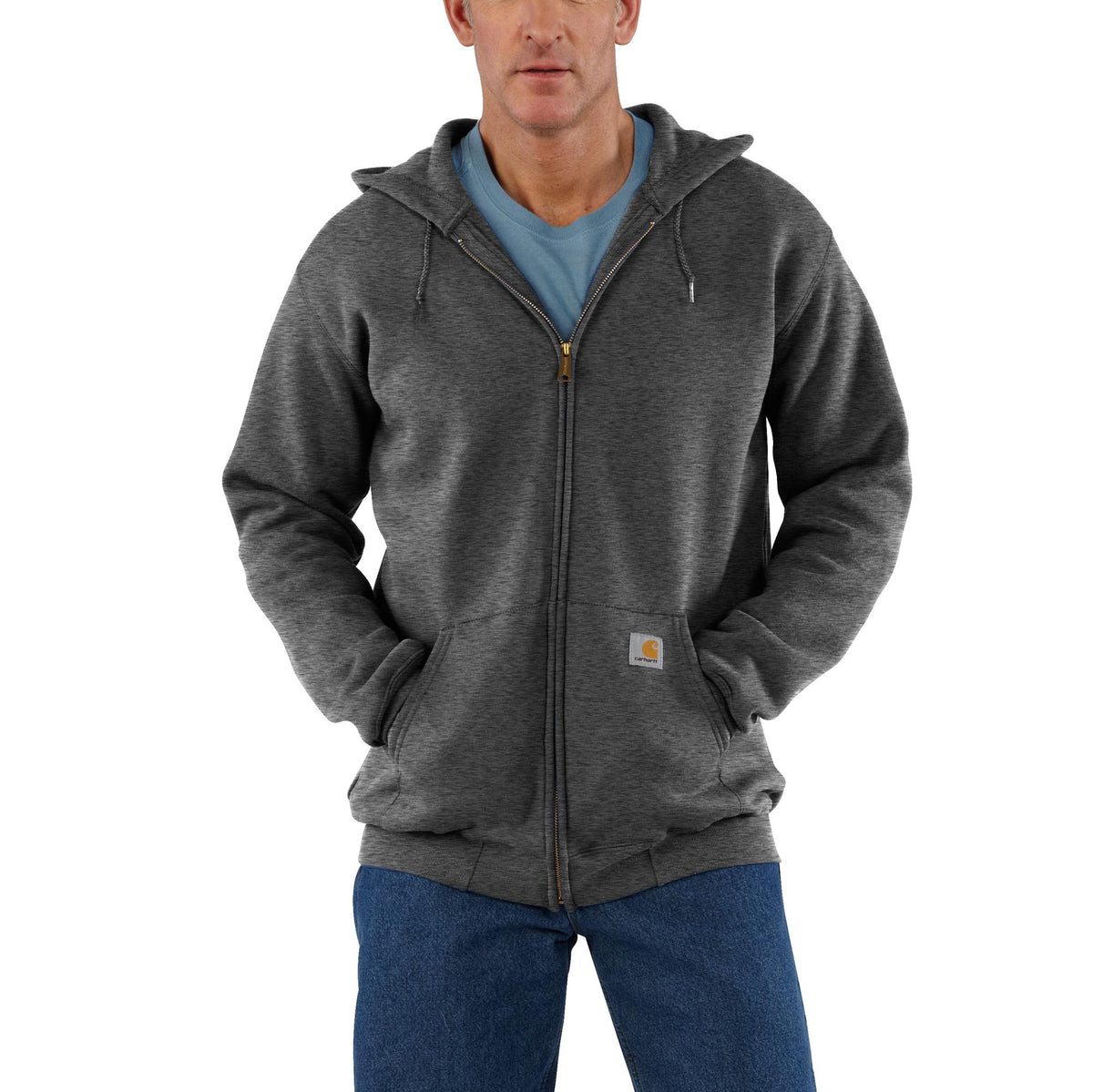 Carhartt Men&#39;s Midweight Zip Hooded Sweatshirt_Carbon Heather - Work World - Workwear, Work Boots, Safety Gear