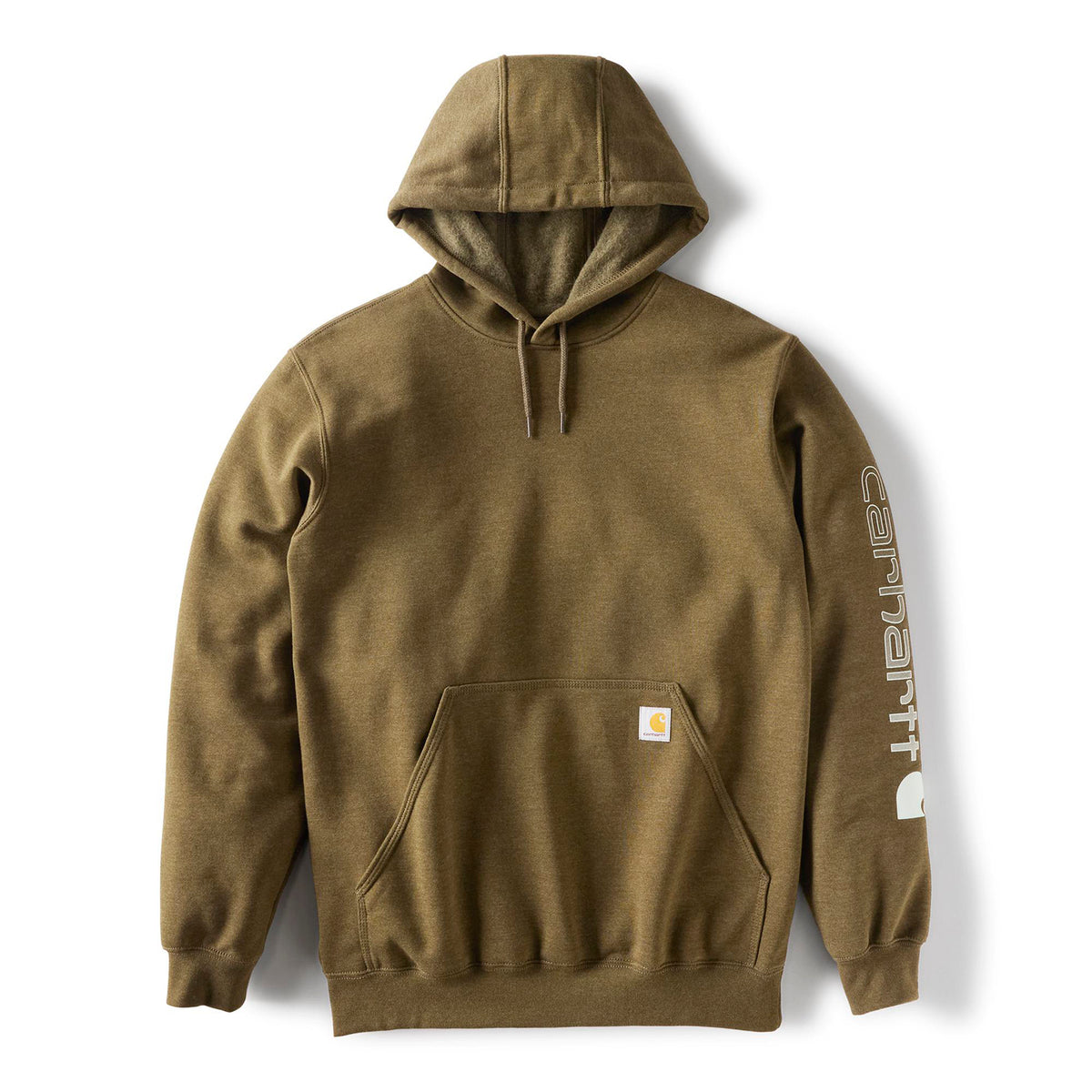 Brown hoodie with Carhartt logo on a white background