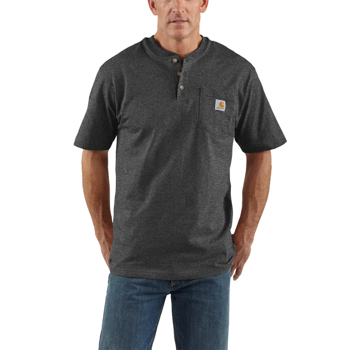 Carhartt Men's Dearborn Loose Henley T-Shirt T-Shirts Carhartt Carbon Heather 2XL Reg
