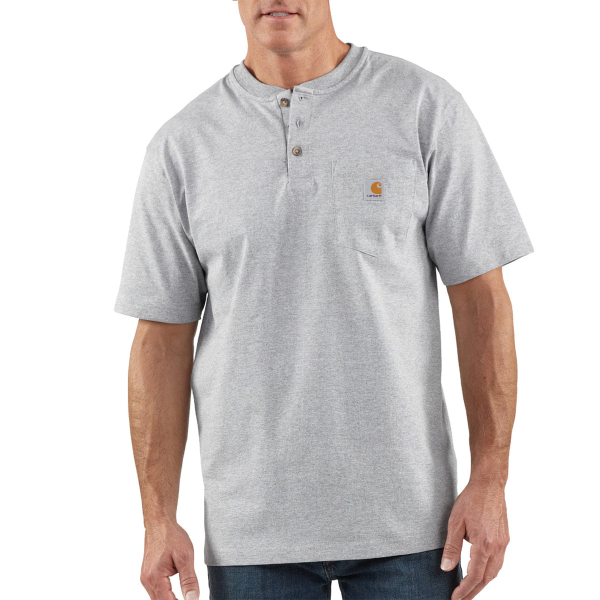 Carhartt Men's Dearborn Loose Henley T-Shirt T-Shirts Carhartt Heather Grey 2XL Reg