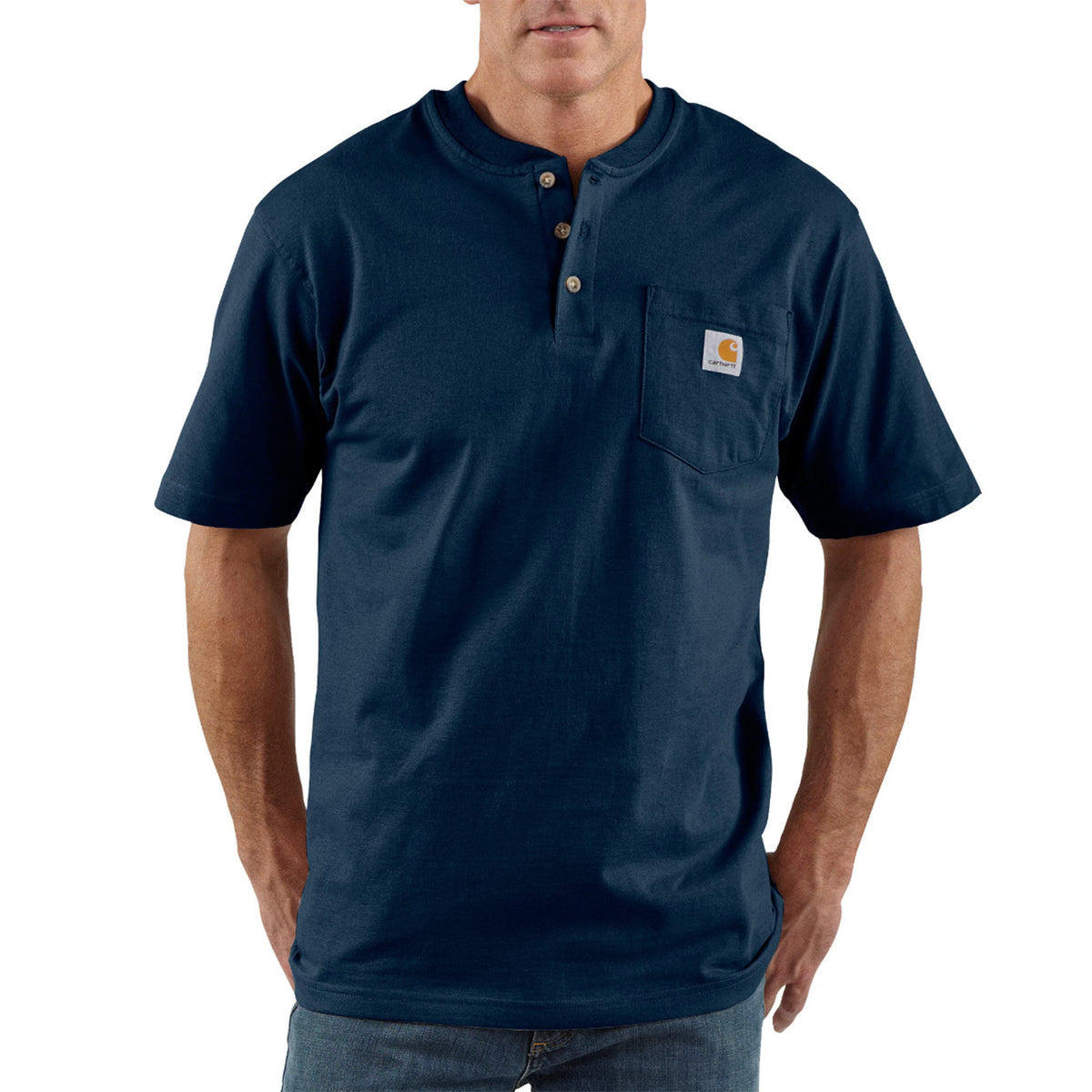 Carhartt Men's Dearborn Loose Henley T-Shirt T-Shirts Carhartt Navy 2XL Reg