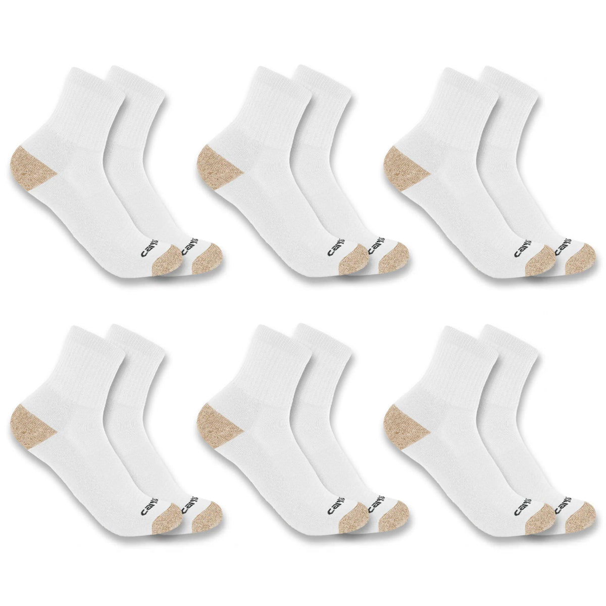 Carhartt Men's Midweight Quarter Sock 6-Pack Socks Carhartt White L