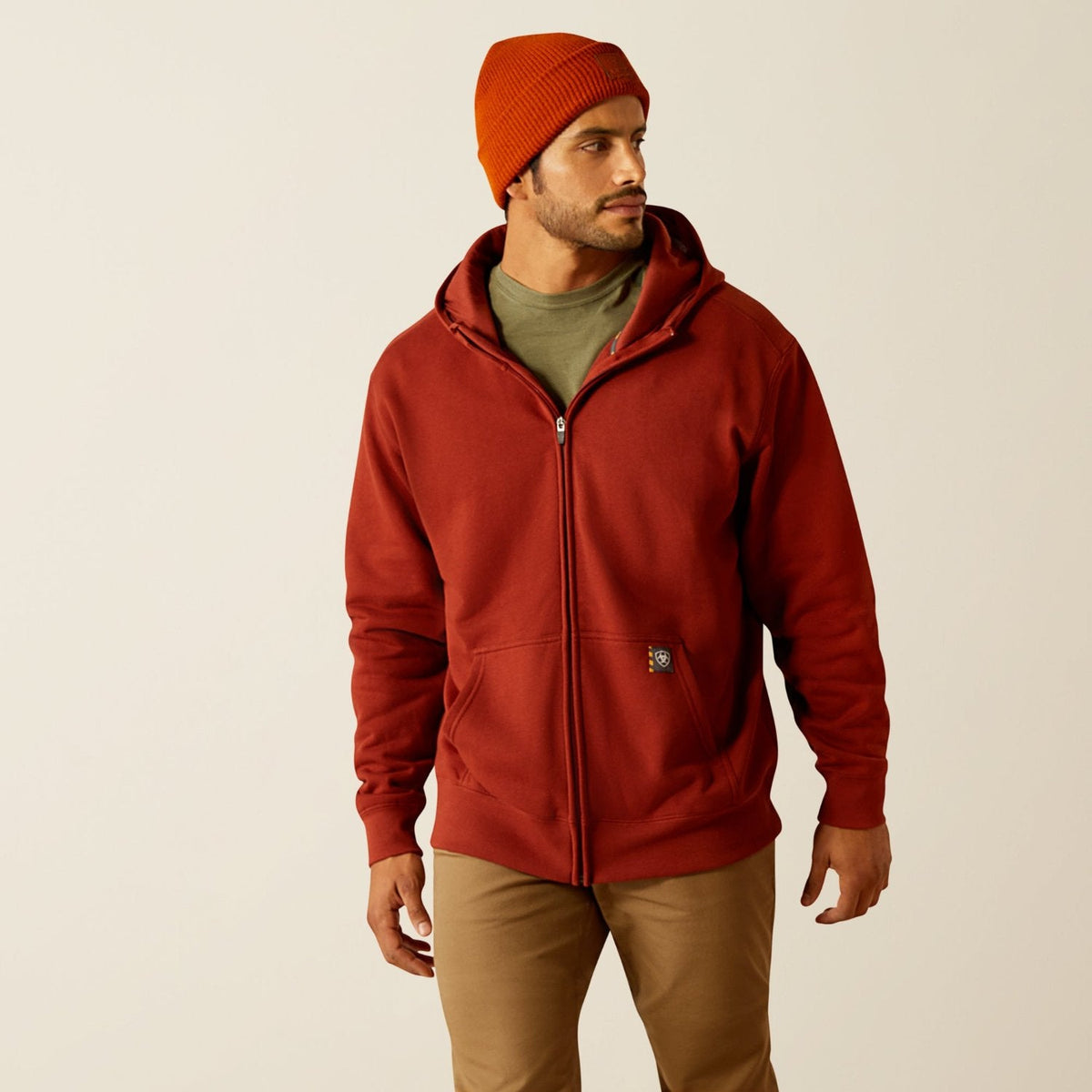Ariat Men's Rebar Born For This Full-Zip Hoodie Sweatshirts & Hoodies Ariat Burnt Henna 2XL Reg